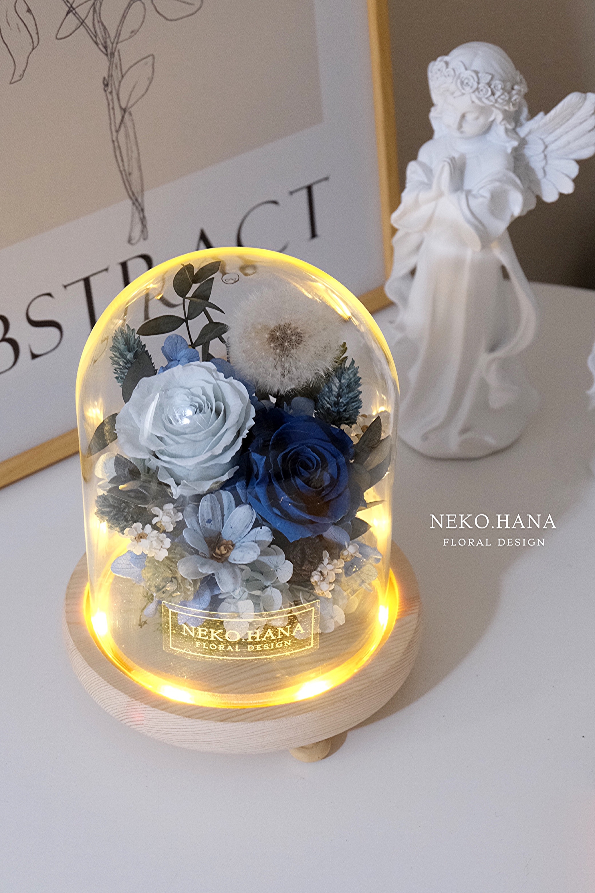 克萊因藍玫瑰永生蒲公英夜燈