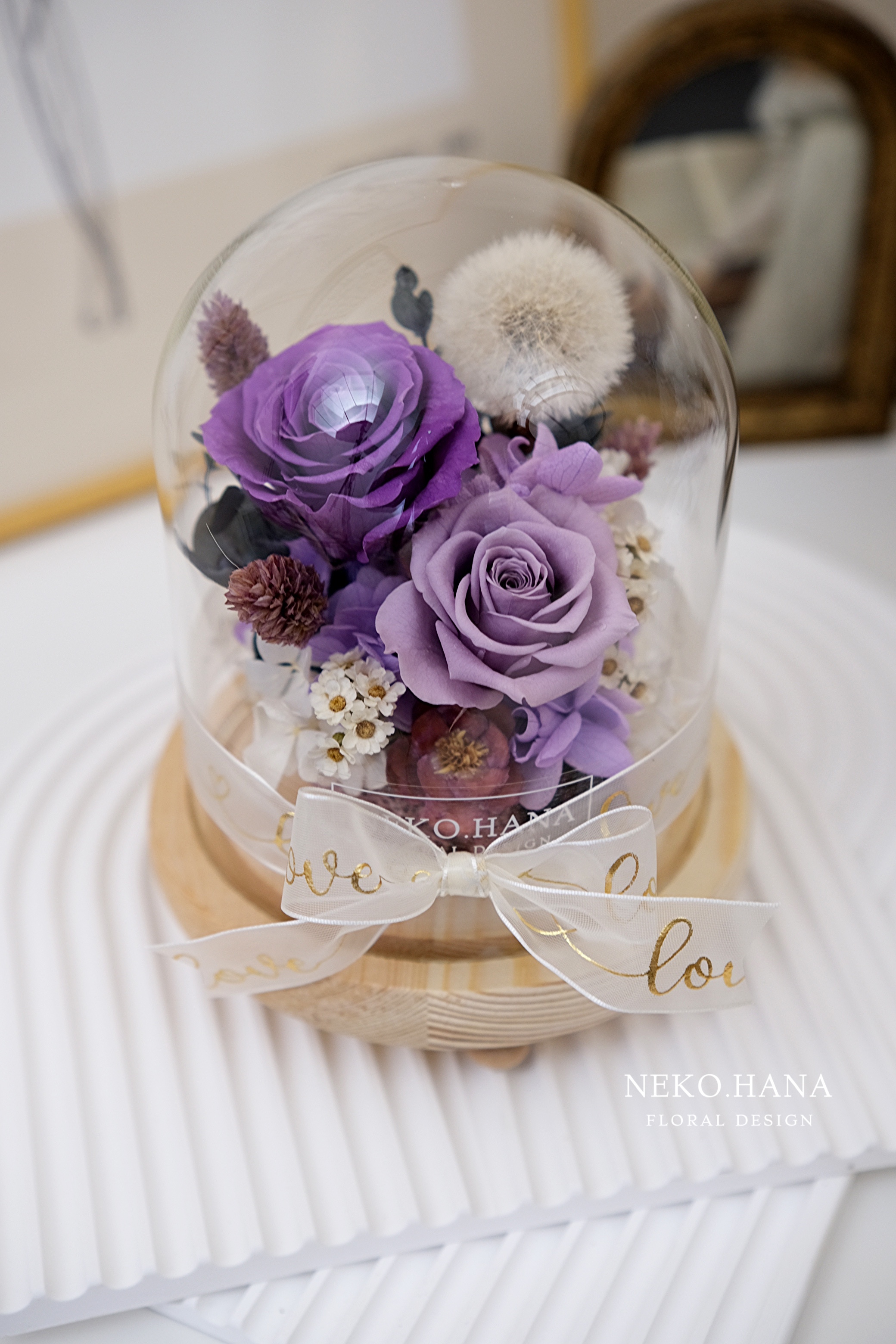 深紫玫瑰永生蒲公英夜燈