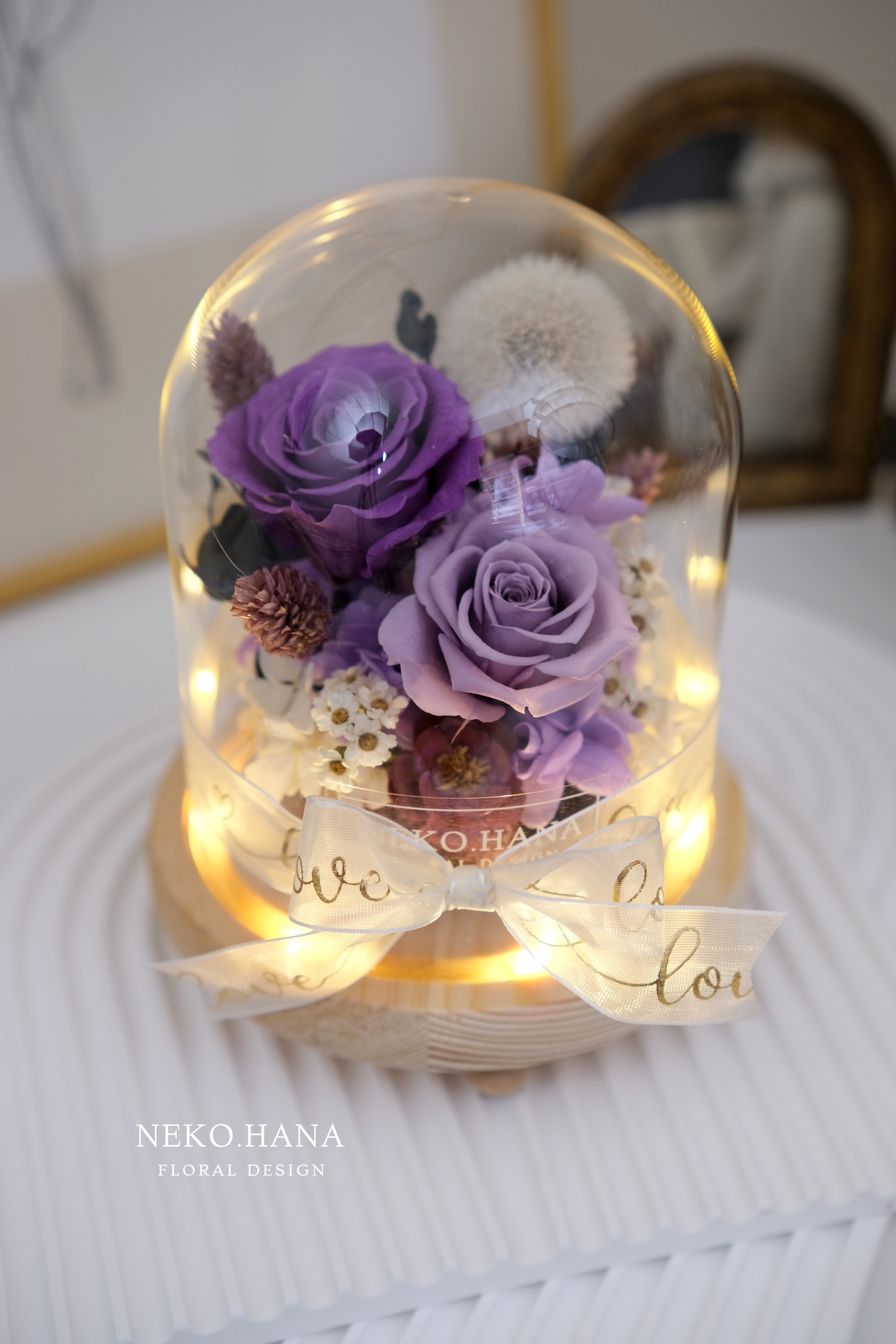 深紫玫瑰永生蒲公英夜燈