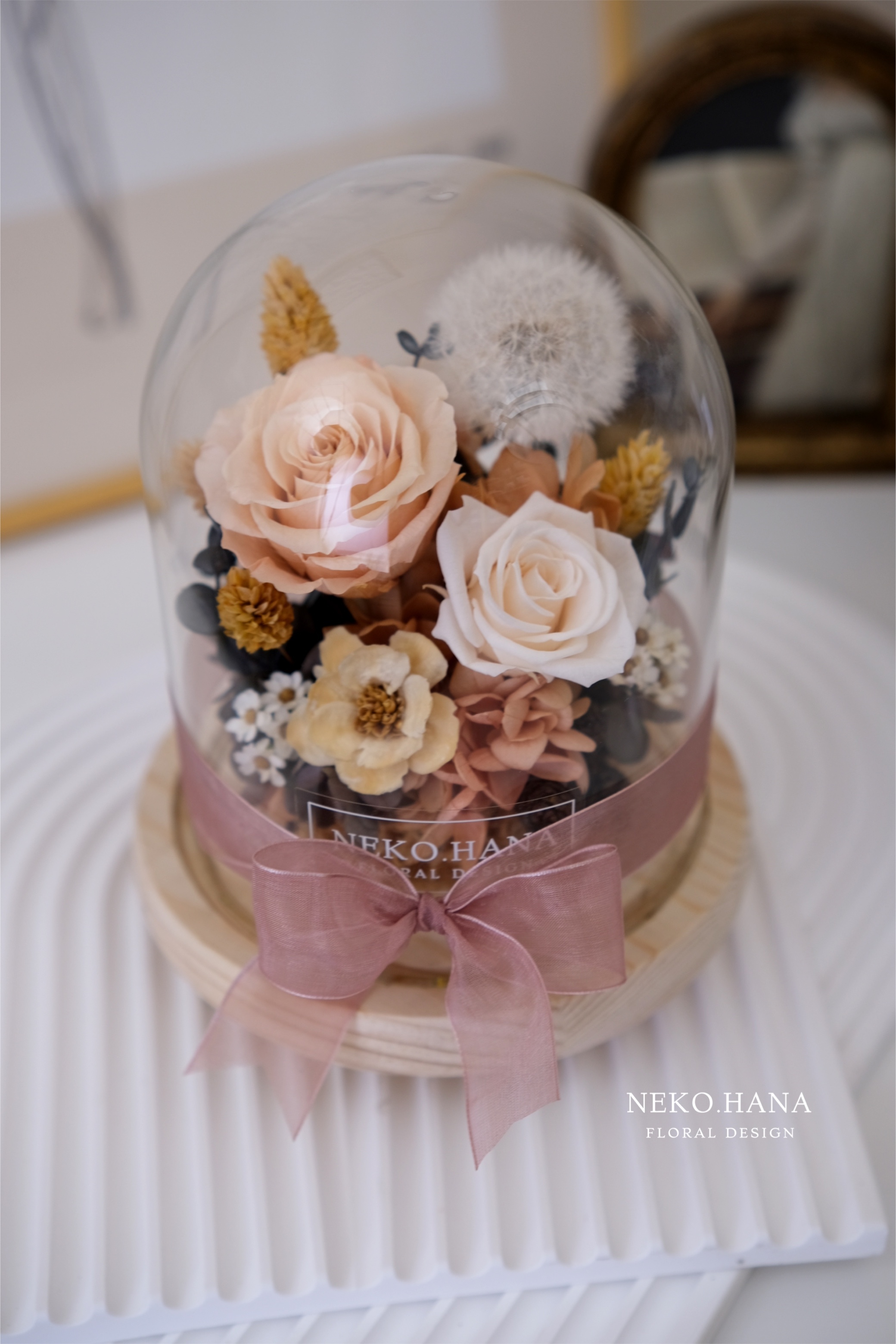 香檳玫瑰永生蒲公英夜燈