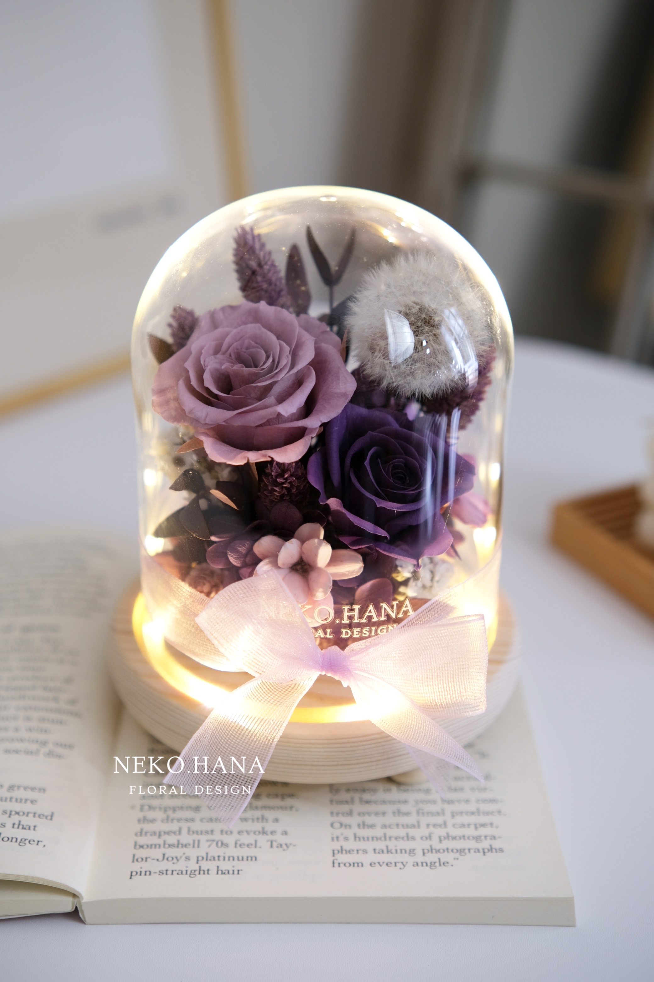 霧紫玫瑰永生蒲公英夜燈