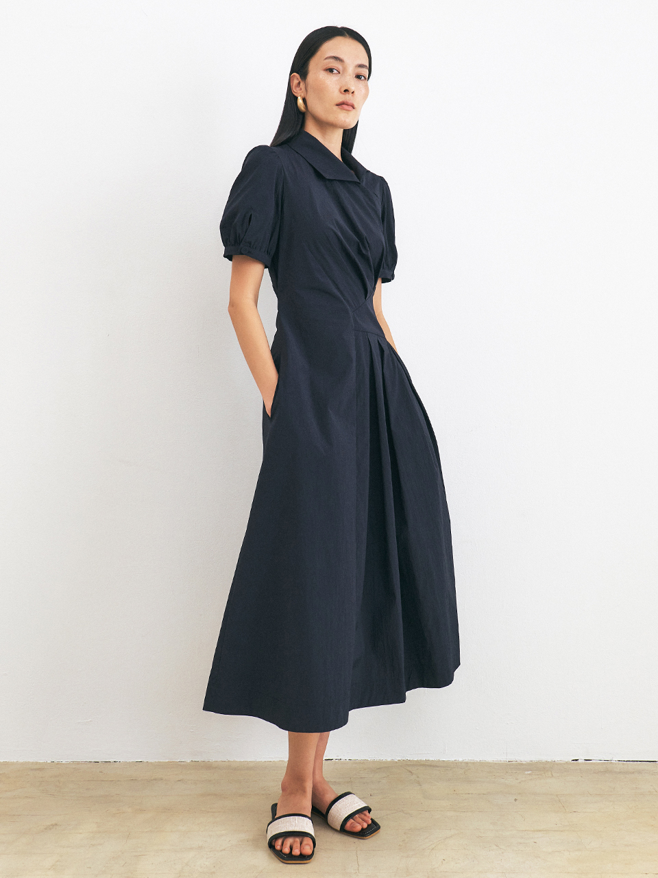 [HACIE X ITALY] 不對稱收摺洋裝