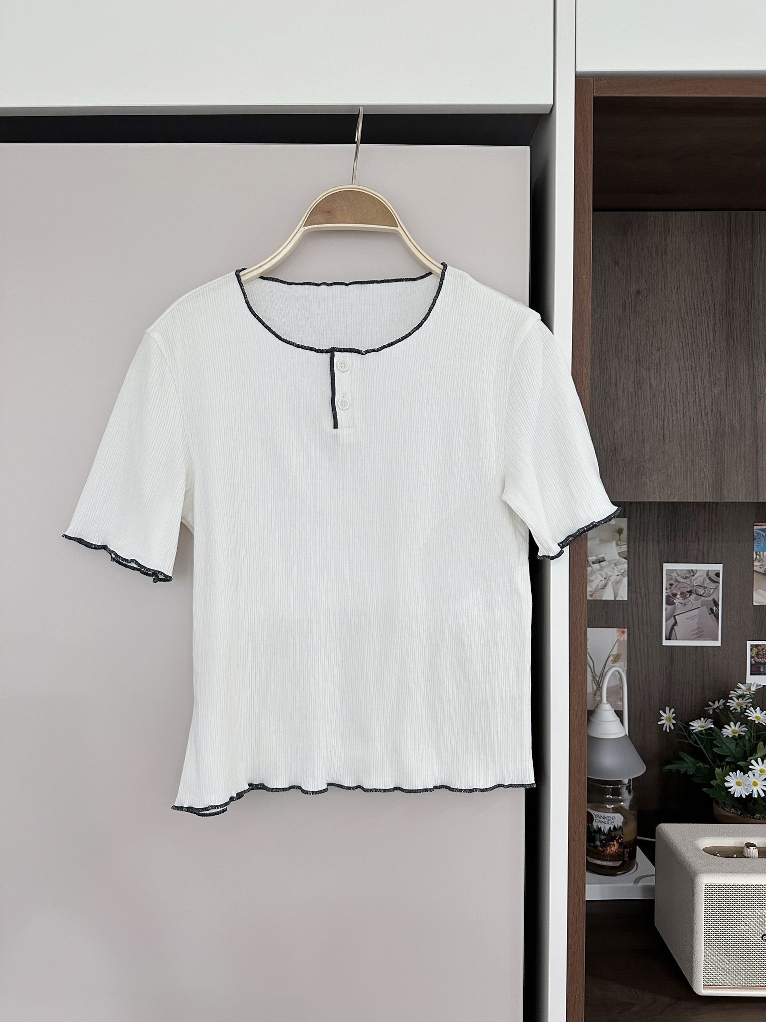 LSIBMADE20 自家製樹紋併色波浪邊TEE-5色