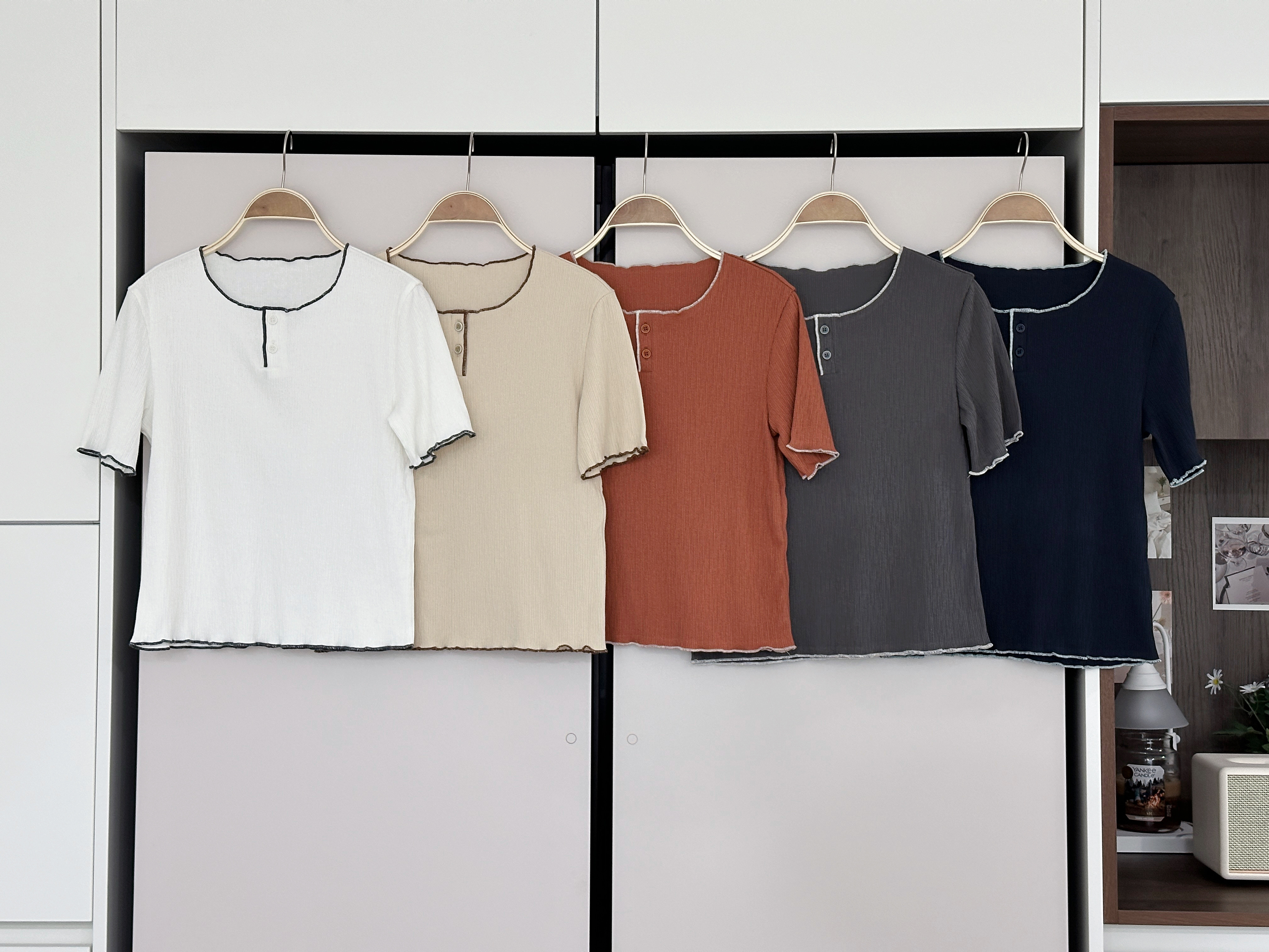 LSIBMADE20 自家製樹紋併色波浪邊TEE-5色