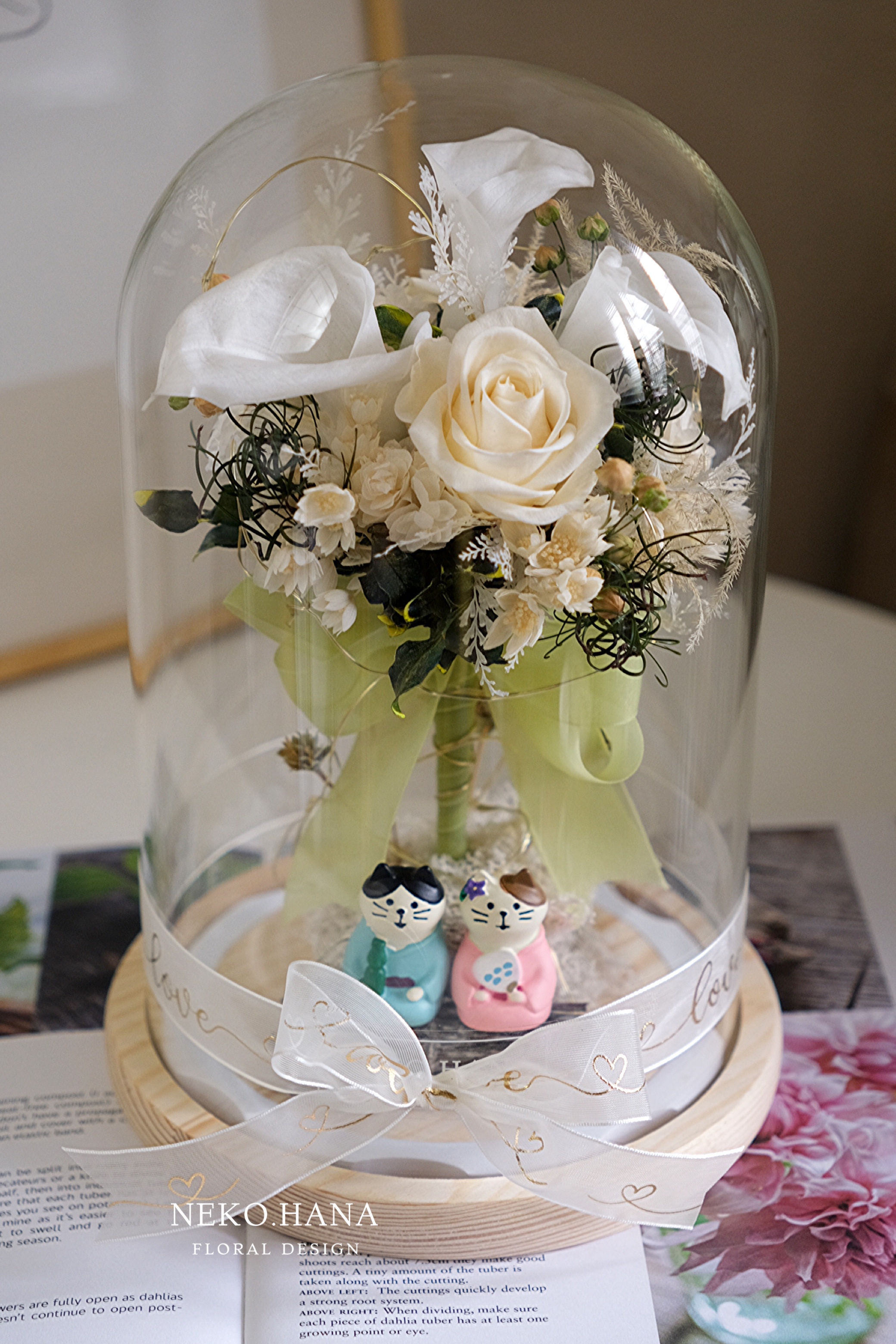 永生海芋大花盅（貓咪和服版）