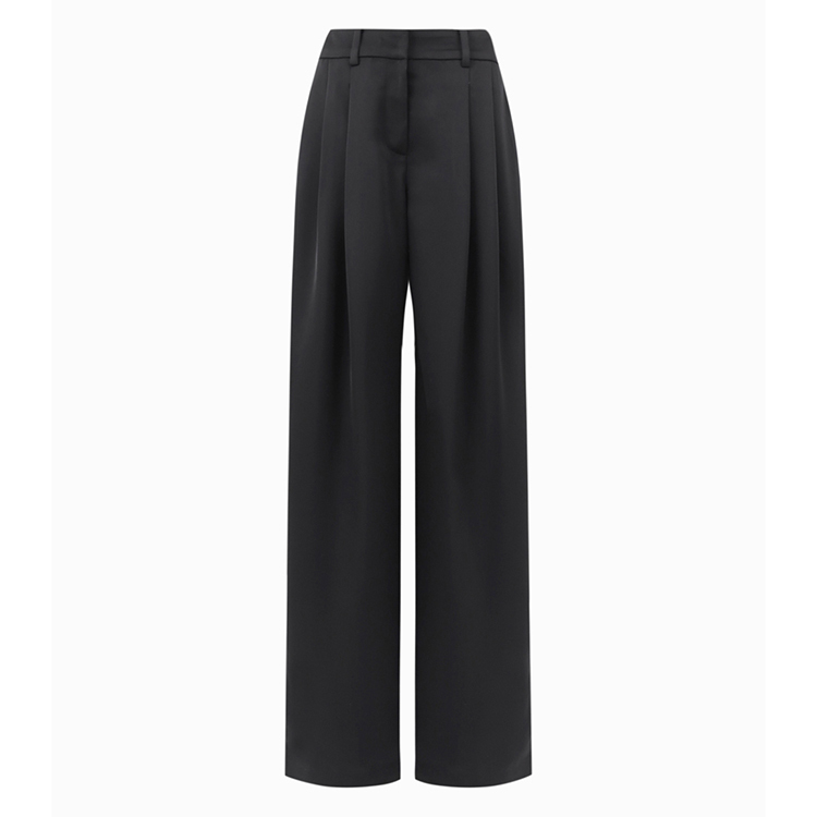 緞面收褶寬褲