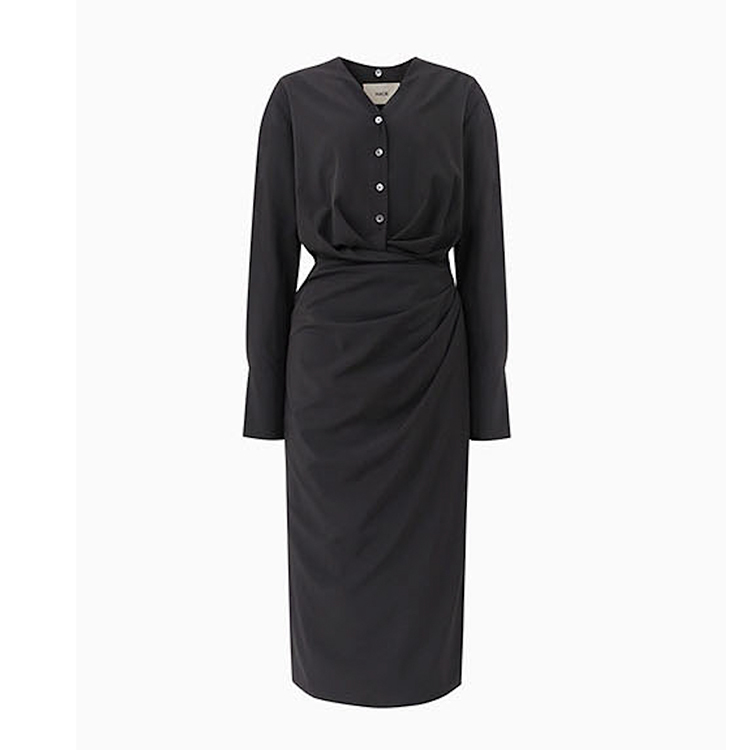 垂墜領巾收摺洋裝