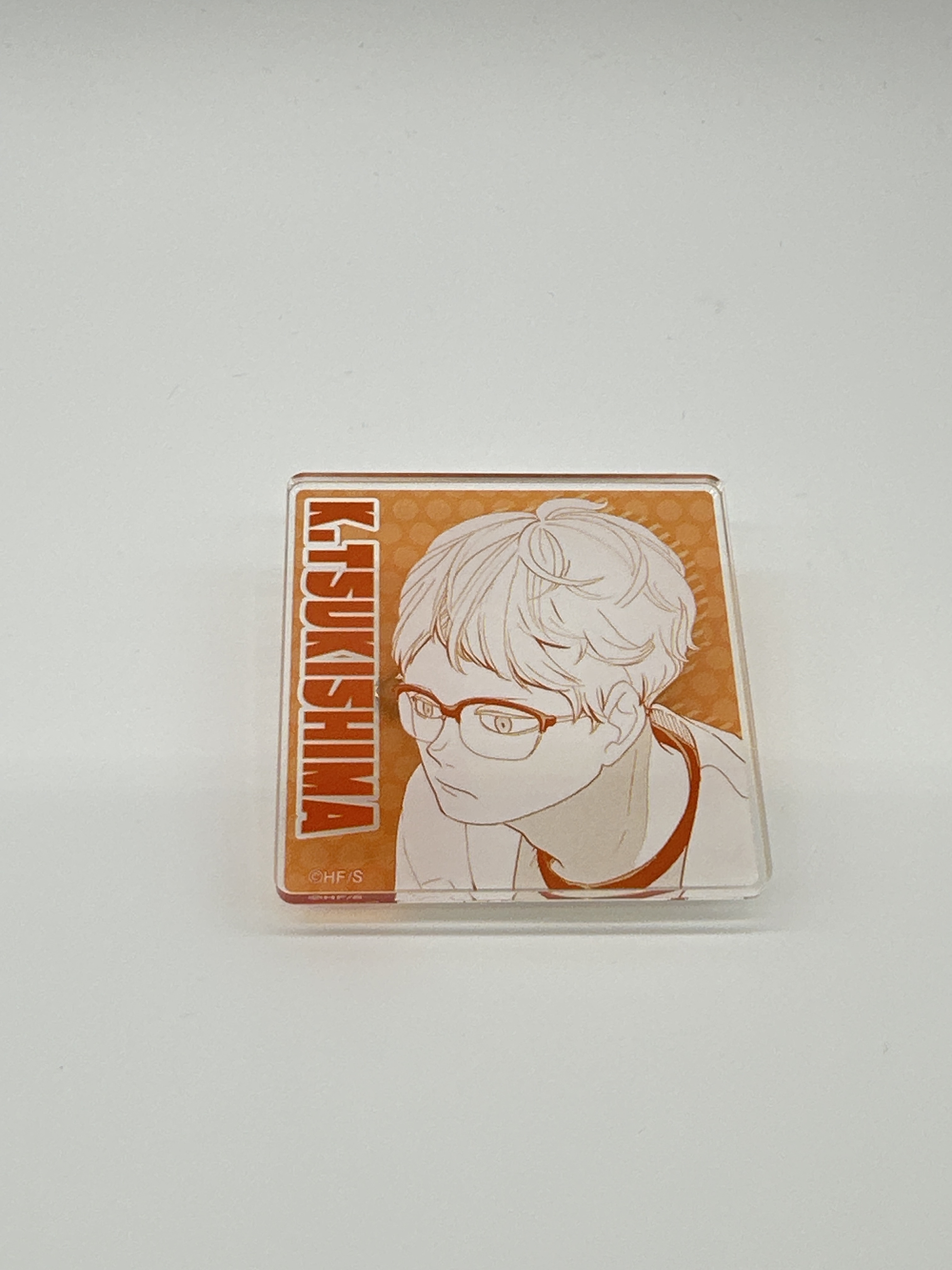 排球少年展 現貨 月島螢 原畫正方形亞加力襟章夾