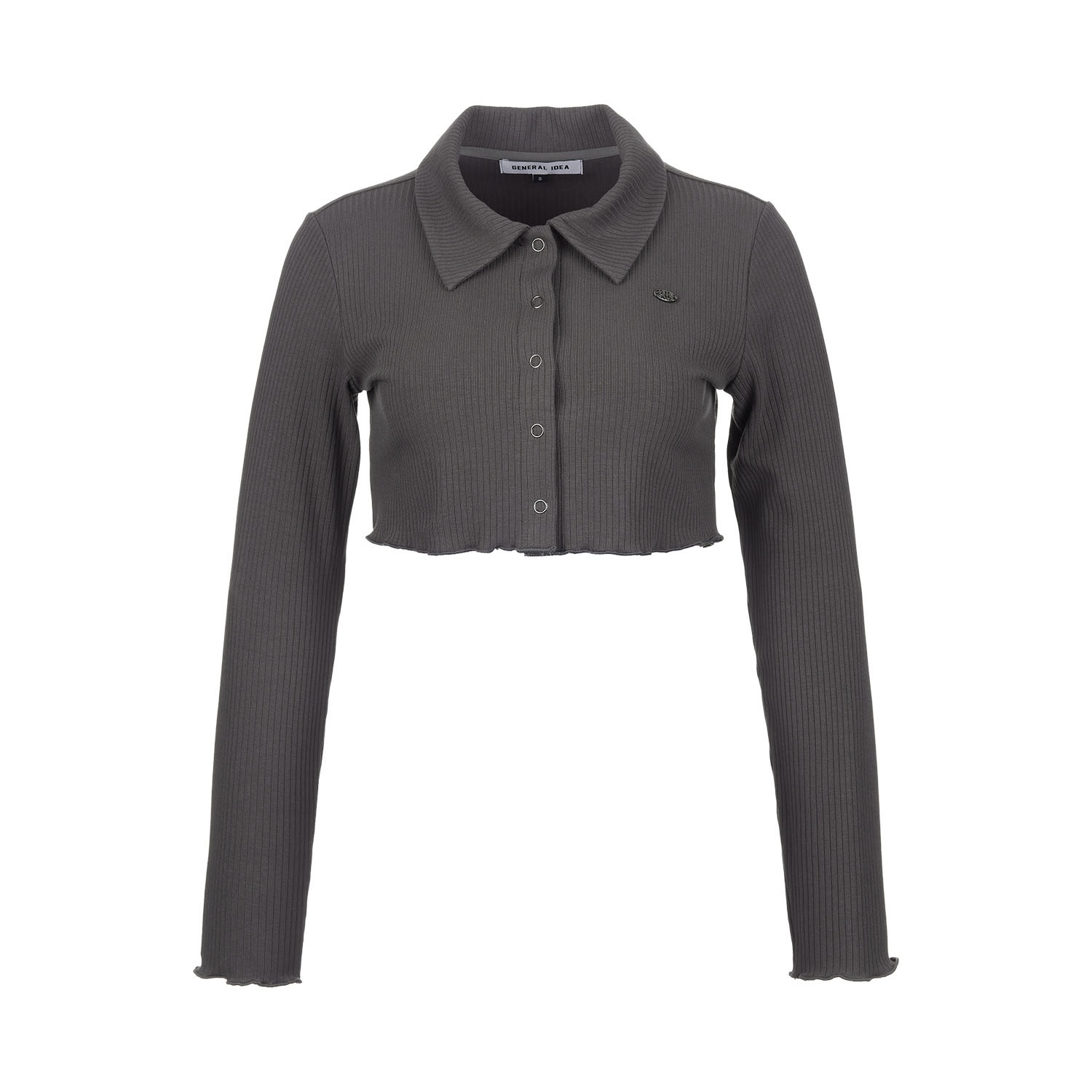 [GENERAL IDEA] SNAP COLLAR RIBBED CARDIGAN