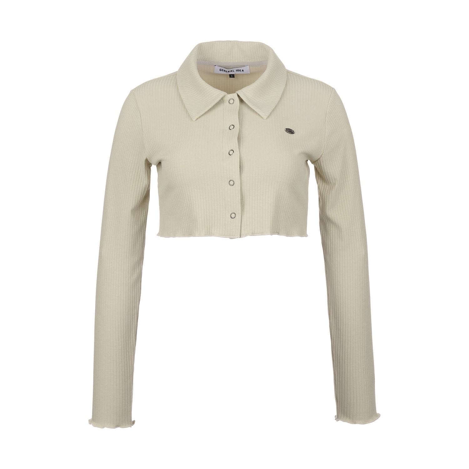 [GENERAL IDEA] SNAP COLLAR RIBBED CARDIGAN