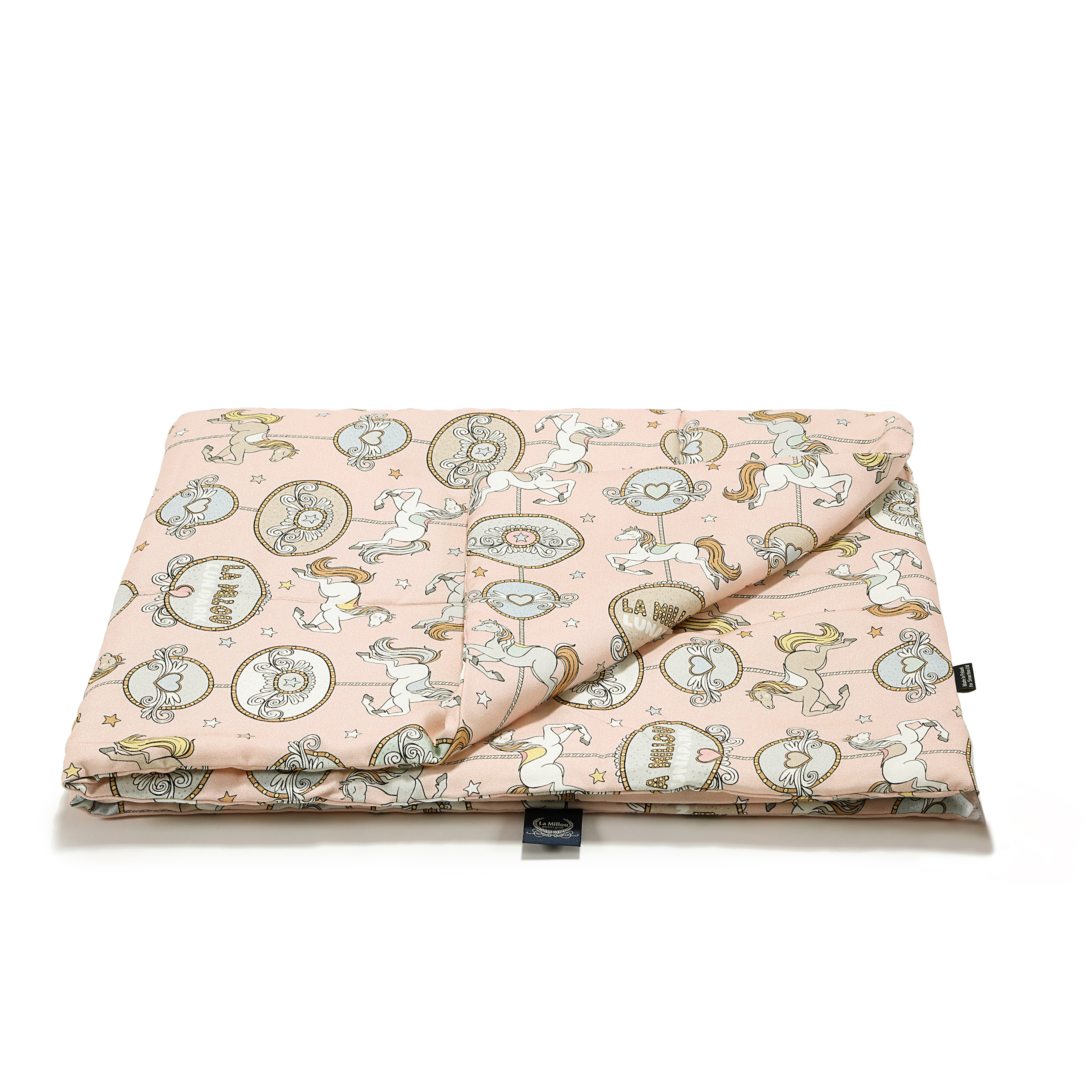 La Millou波蘭 竹纖涼感被(140x110cm)｜抗菌被｜無流蘇簡約質感｜旋轉小木馬(粉底)