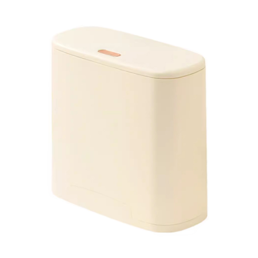 日本山崎 CONDOR 可收納垃圾袋彈蓋垃圾桶/米色