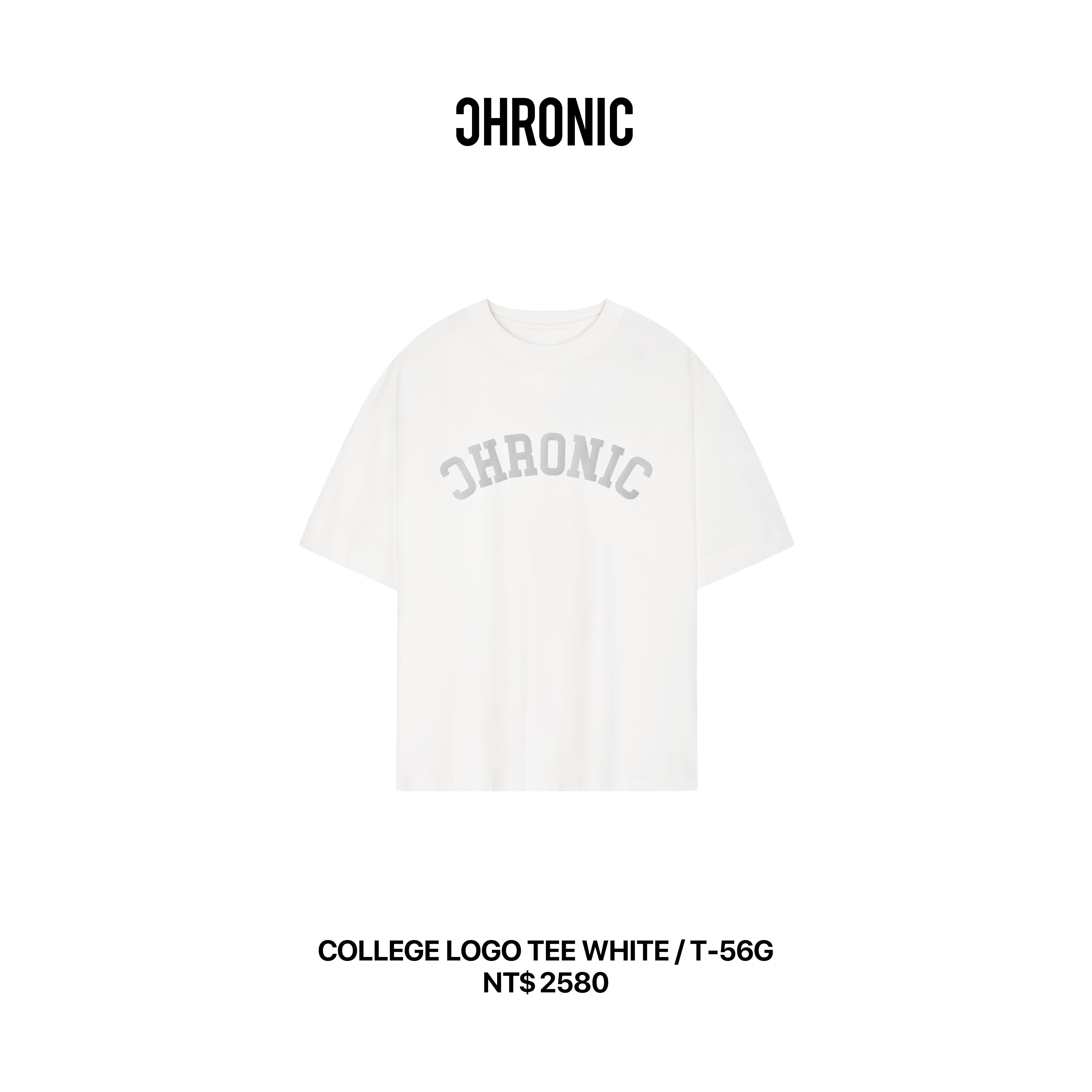 COLLEGE LOGO TEE WHITE / T-56