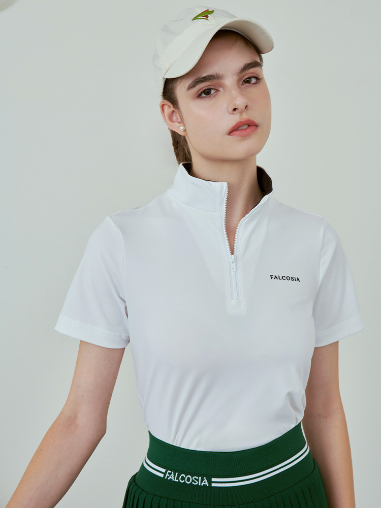 小高領LOGO女衫-極白色