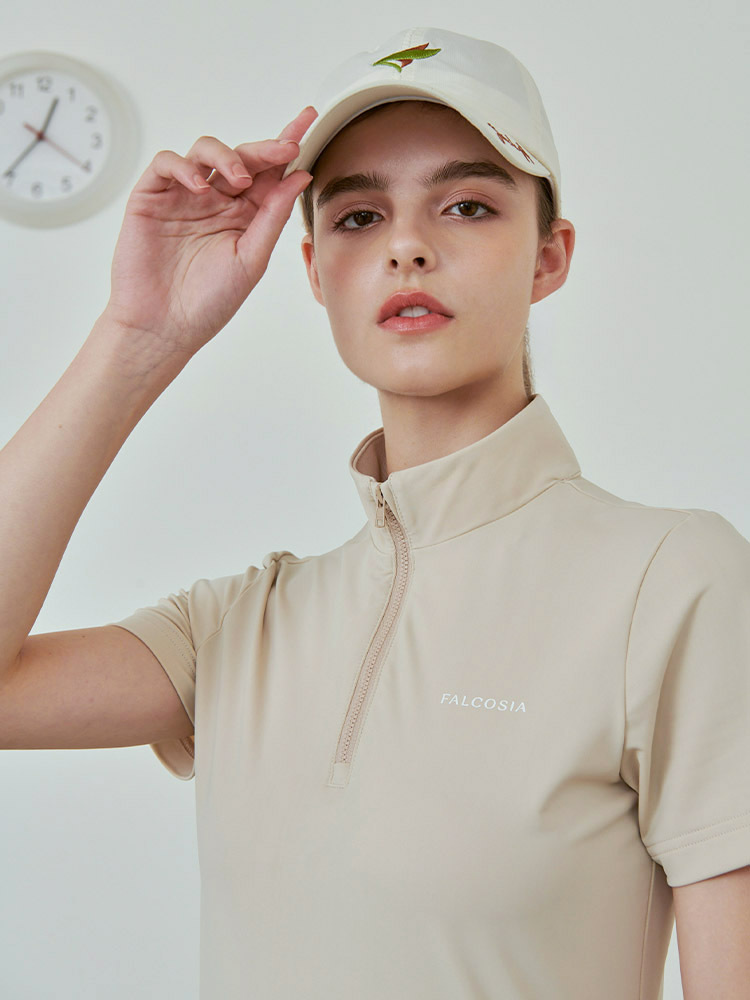 小高領LOGO女衫-卡其米色