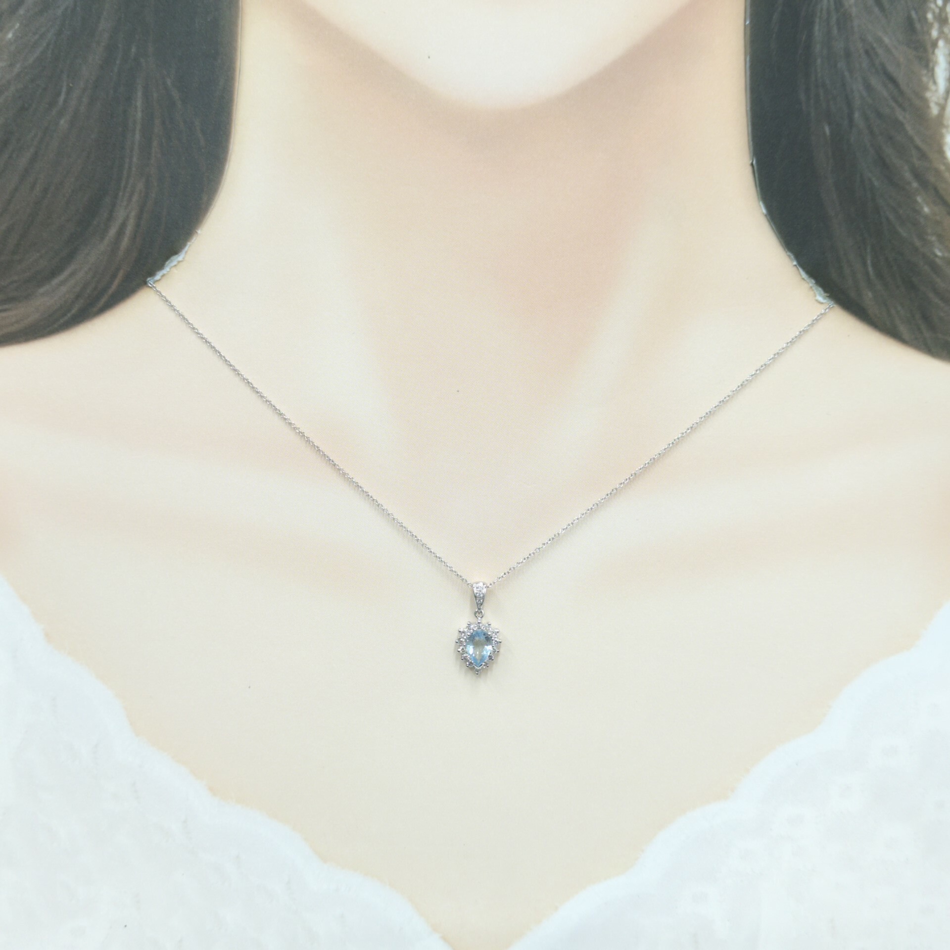 18K White Gold 0.57ct Paraiba and Diamond Pendant