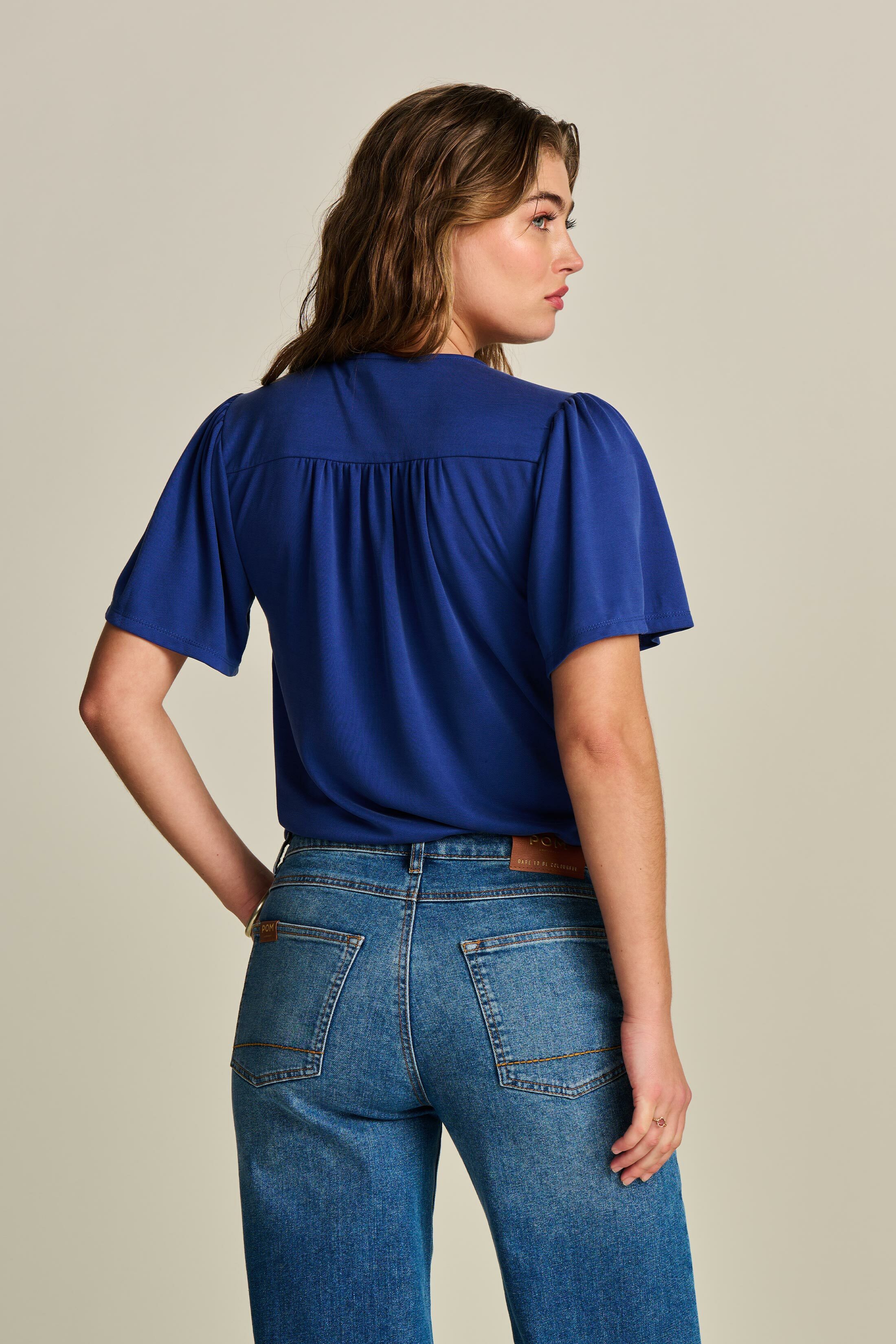 POM 包裹式V領短袖上衣