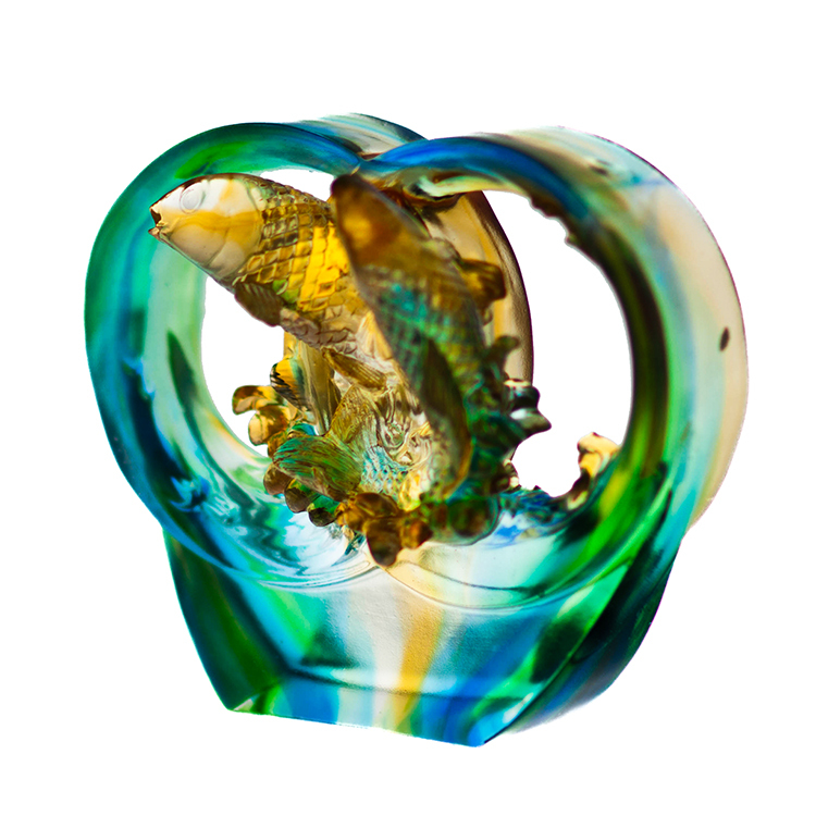 鹿港窯禮品館│琉璃-擺飾/獎牌 福祿有餘 附水晶座