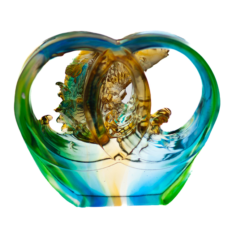 鹿港窯禮品館│琉璃-擺飾/獎牌 福祿有餘 附水晶座