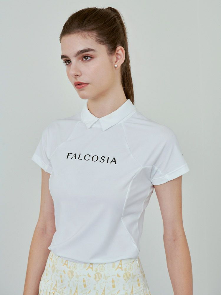 法式小領Logo女衫-白色