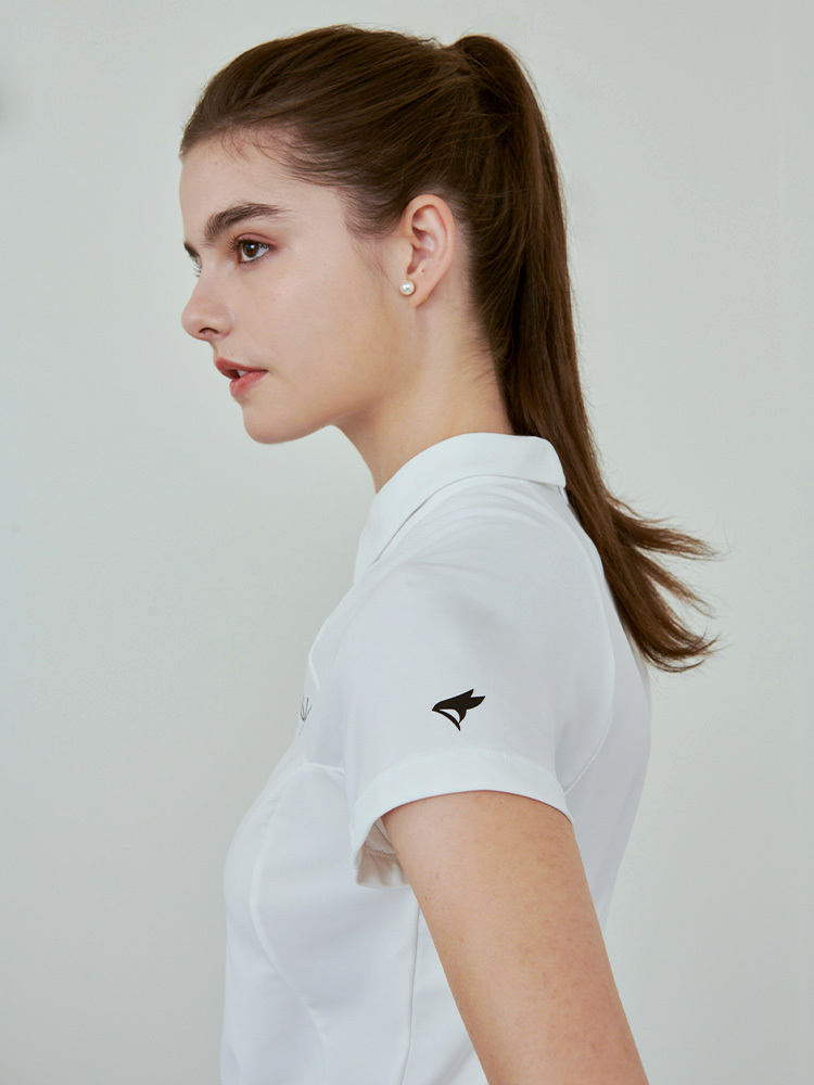 法式小領Logo女衫-白色