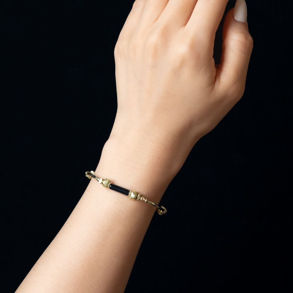 巴黎假期｜黑瑪瑙黃銅手鍊 C1626