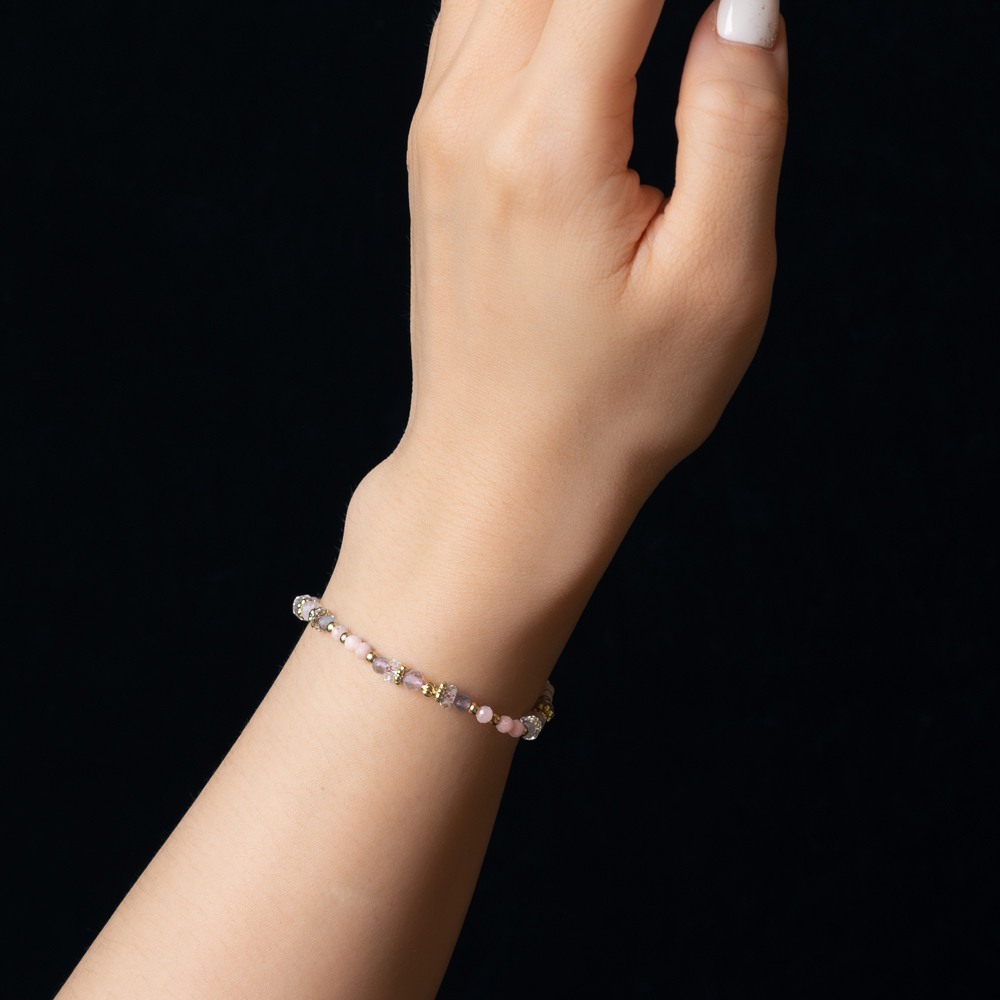 長野假期｜粉蛋白石黃銅手鍊 C1630