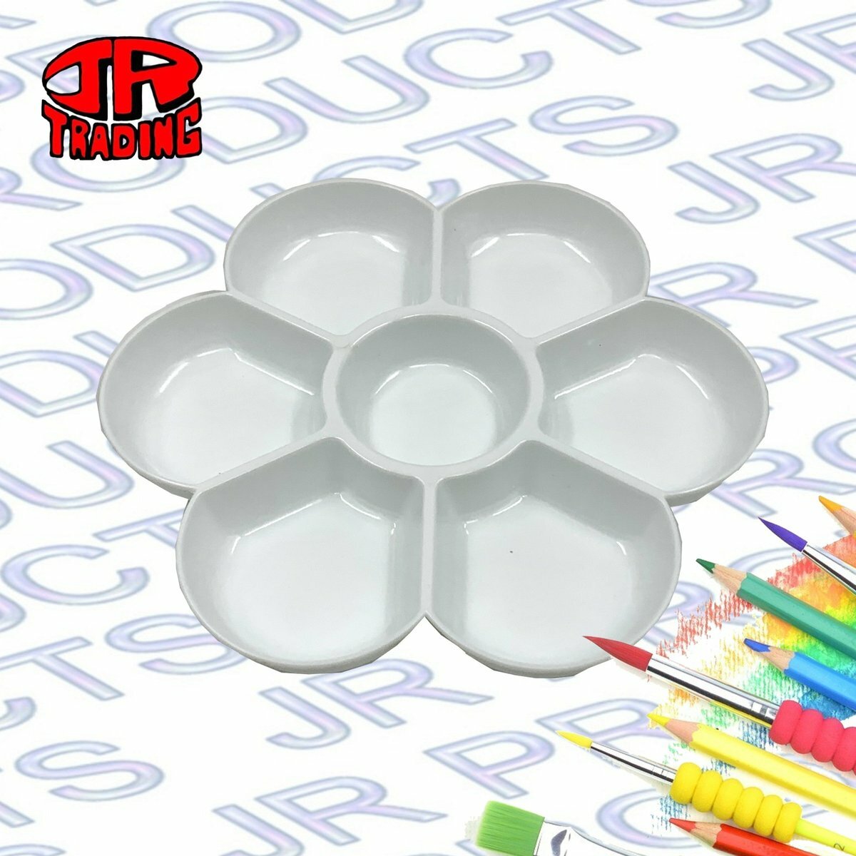 JR 6.5吋硬身梅花調色盤 - 7格, 白色 #JR-1002 - 1 個