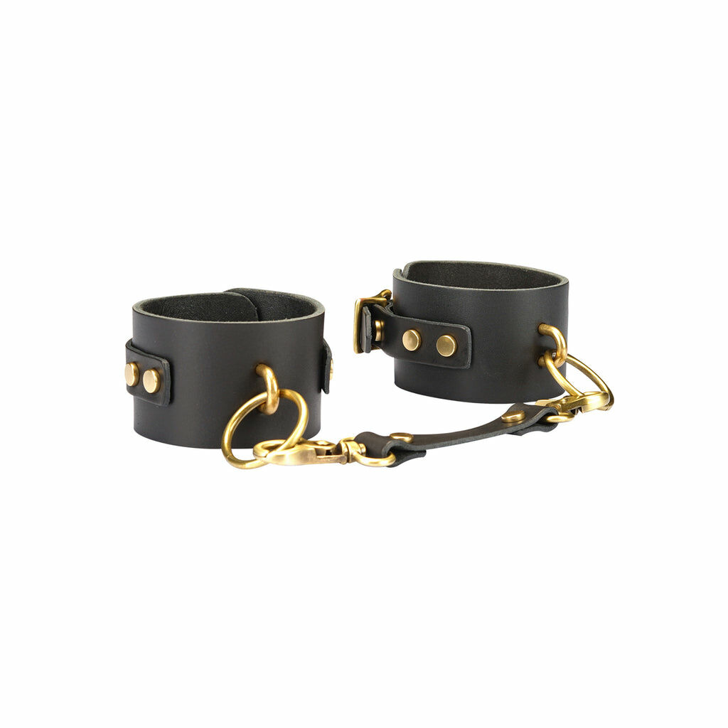Liebe Seele Samurai Thick Leather Ankle Cuffs with Copper-plated Metal