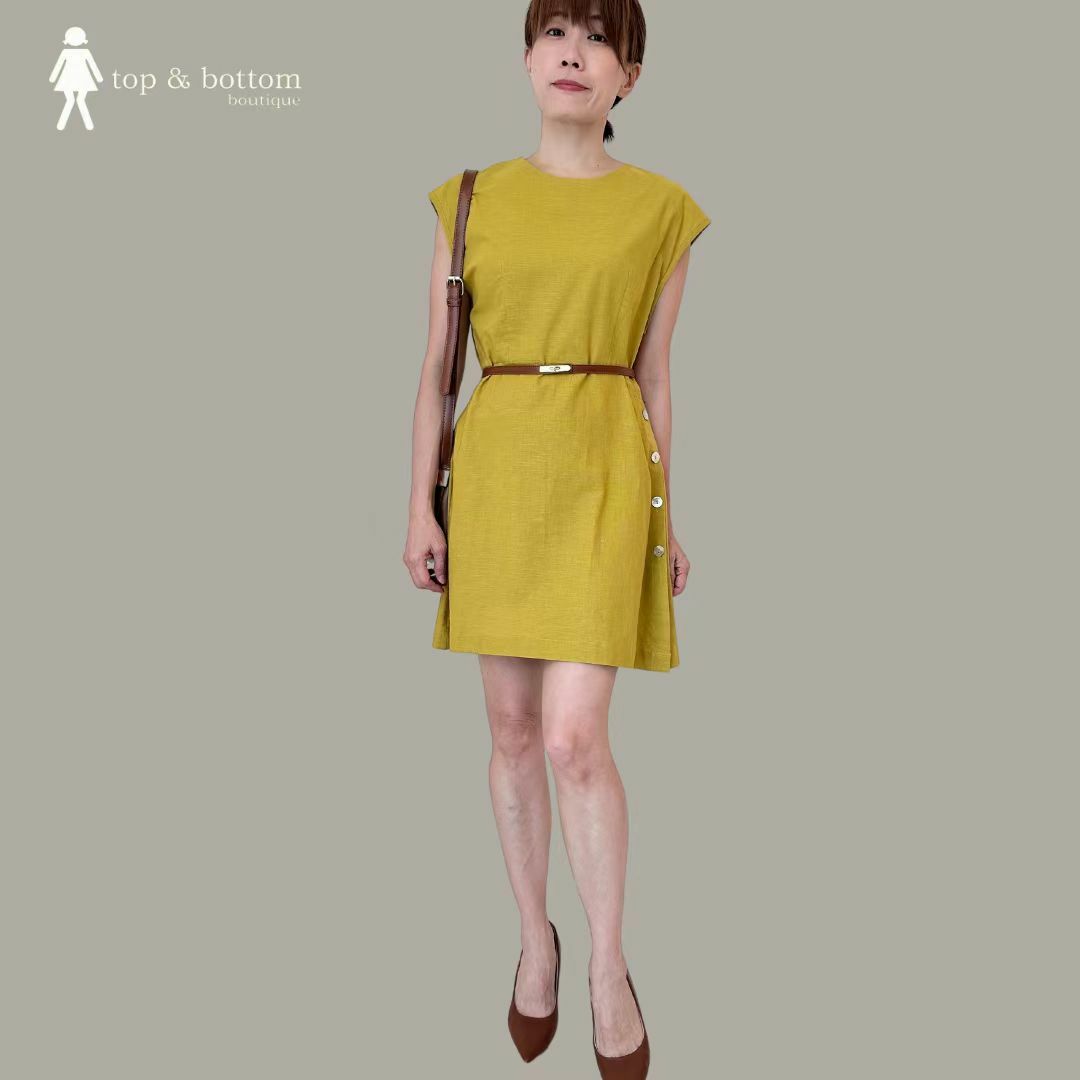 LINEN SIDE BUTTON SHORT DRESS