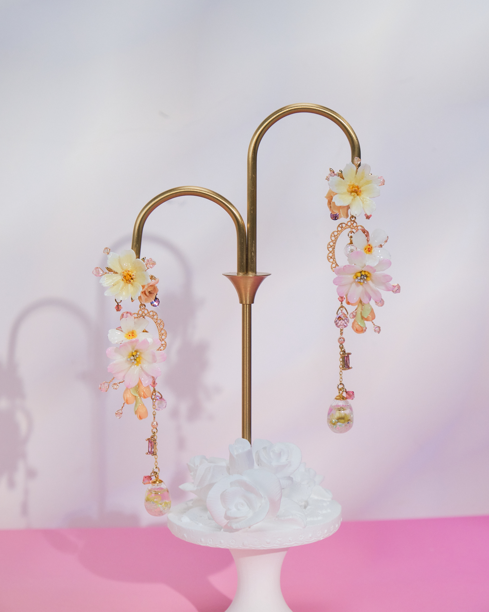 10914 Summer Big Flower S925 Long Earrings