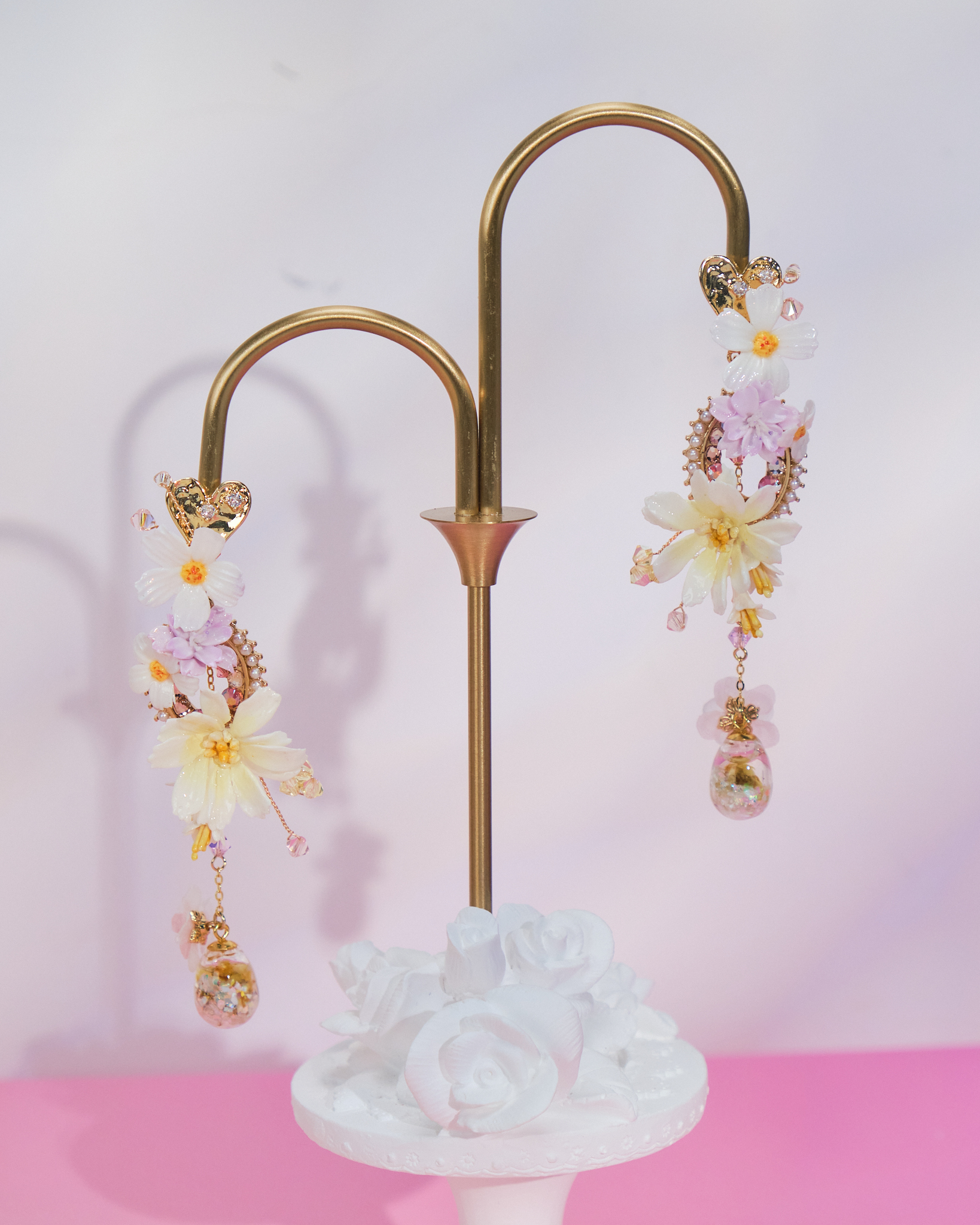 10913 Summer Big Flower S925 Long Earrings