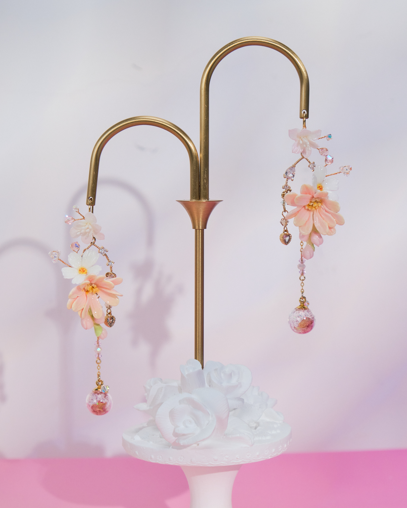 10916 Summer Big Flower S925 Long Earrings