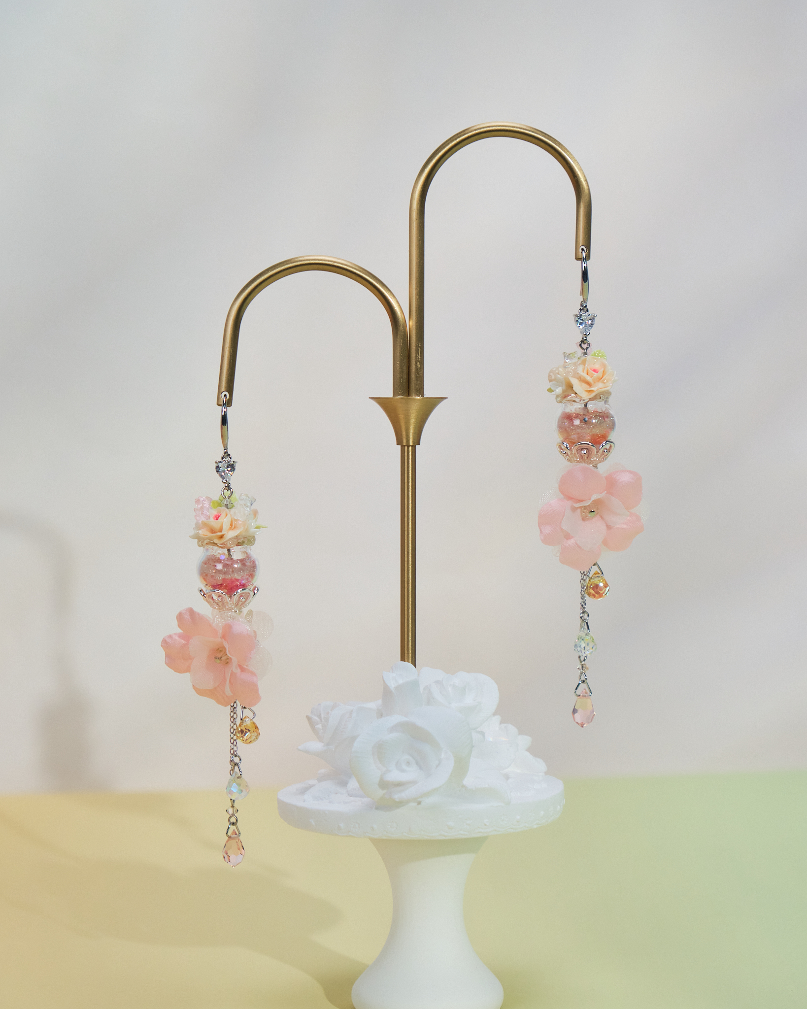 10929 Mini Teddy Bear Aquarium S925 Long Earrings