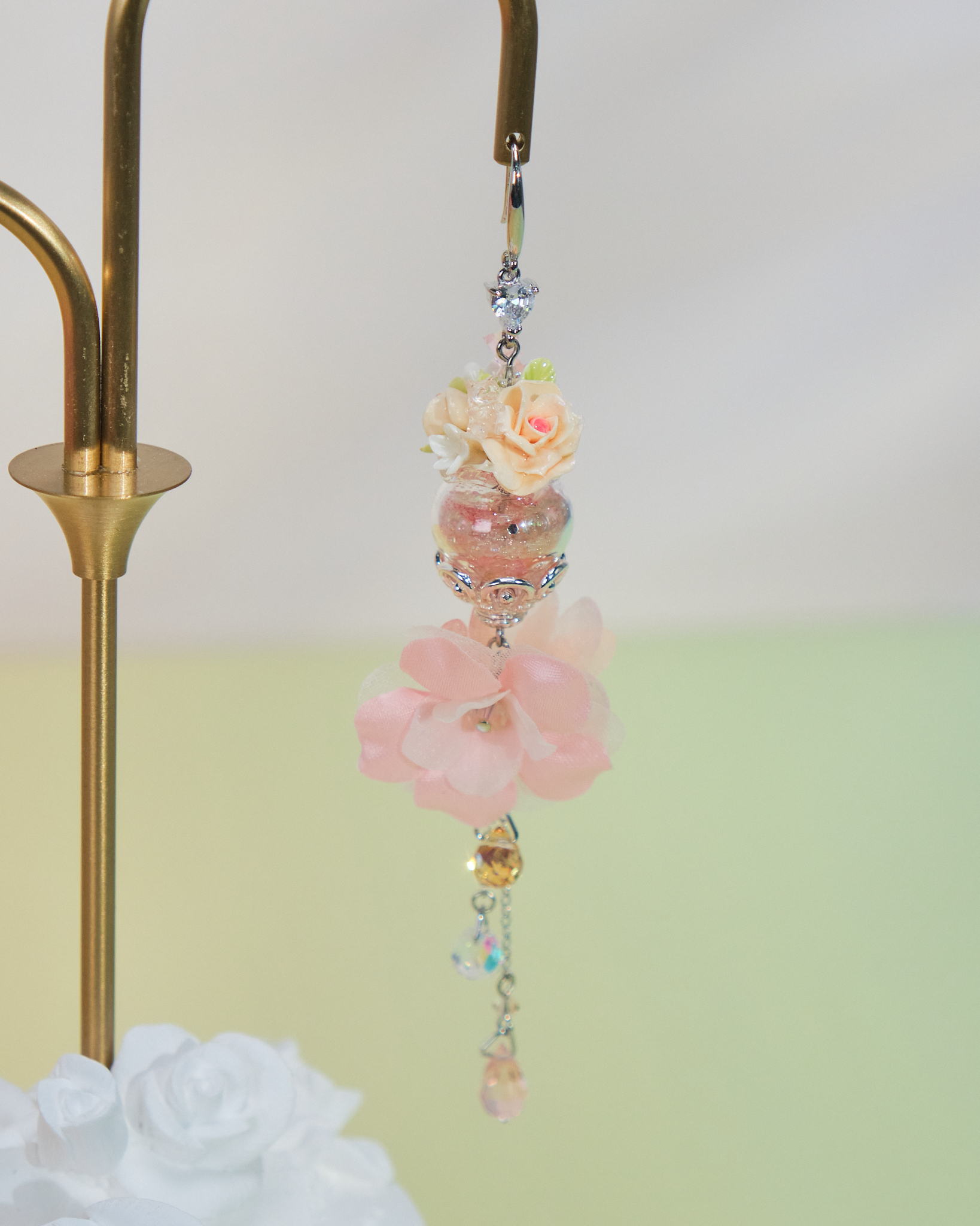 10929 Mini Teddy Bear Aquarium S925 Long Earrings