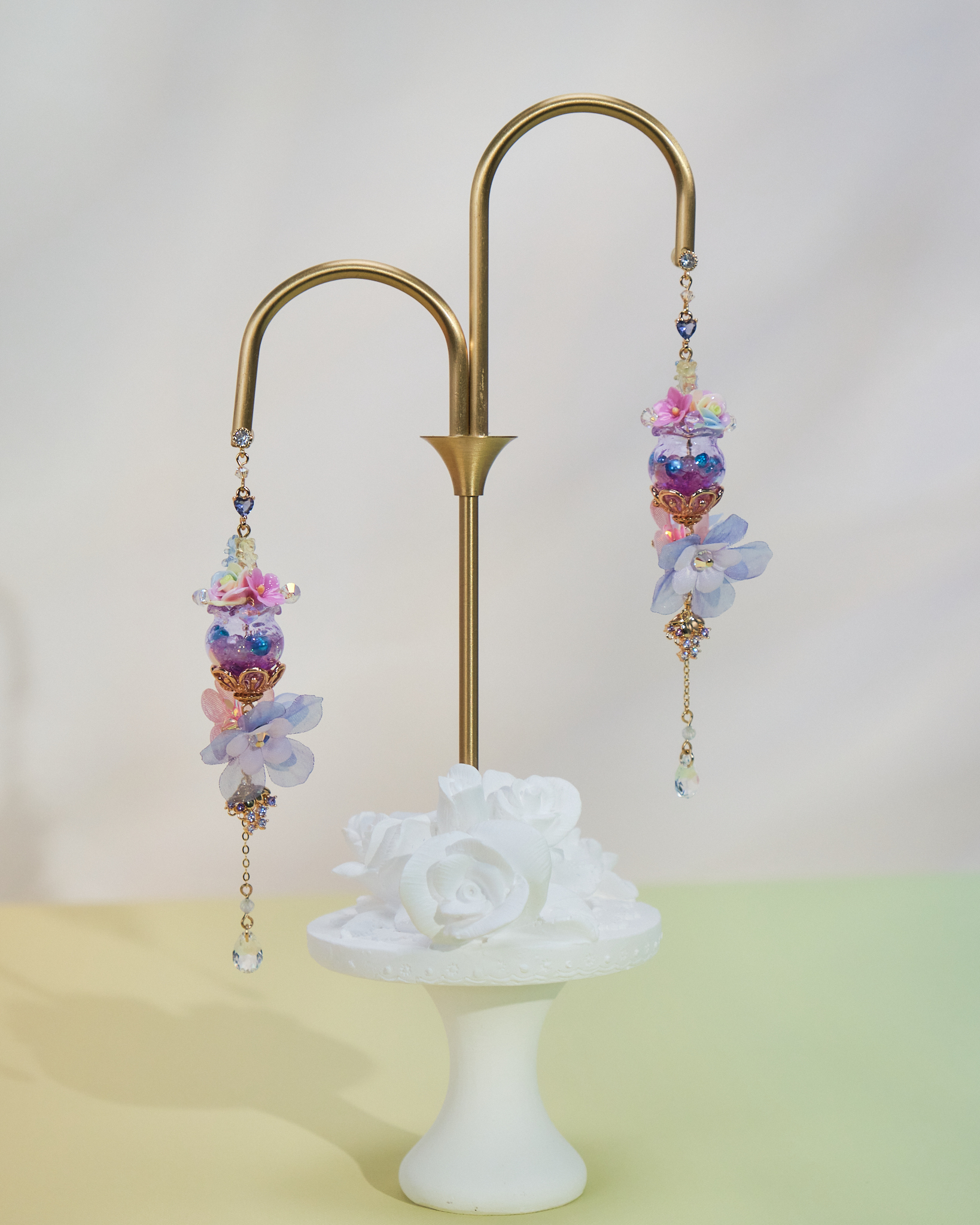 10930 Mini Teddy Bear Aquarium S925 Long Earrings