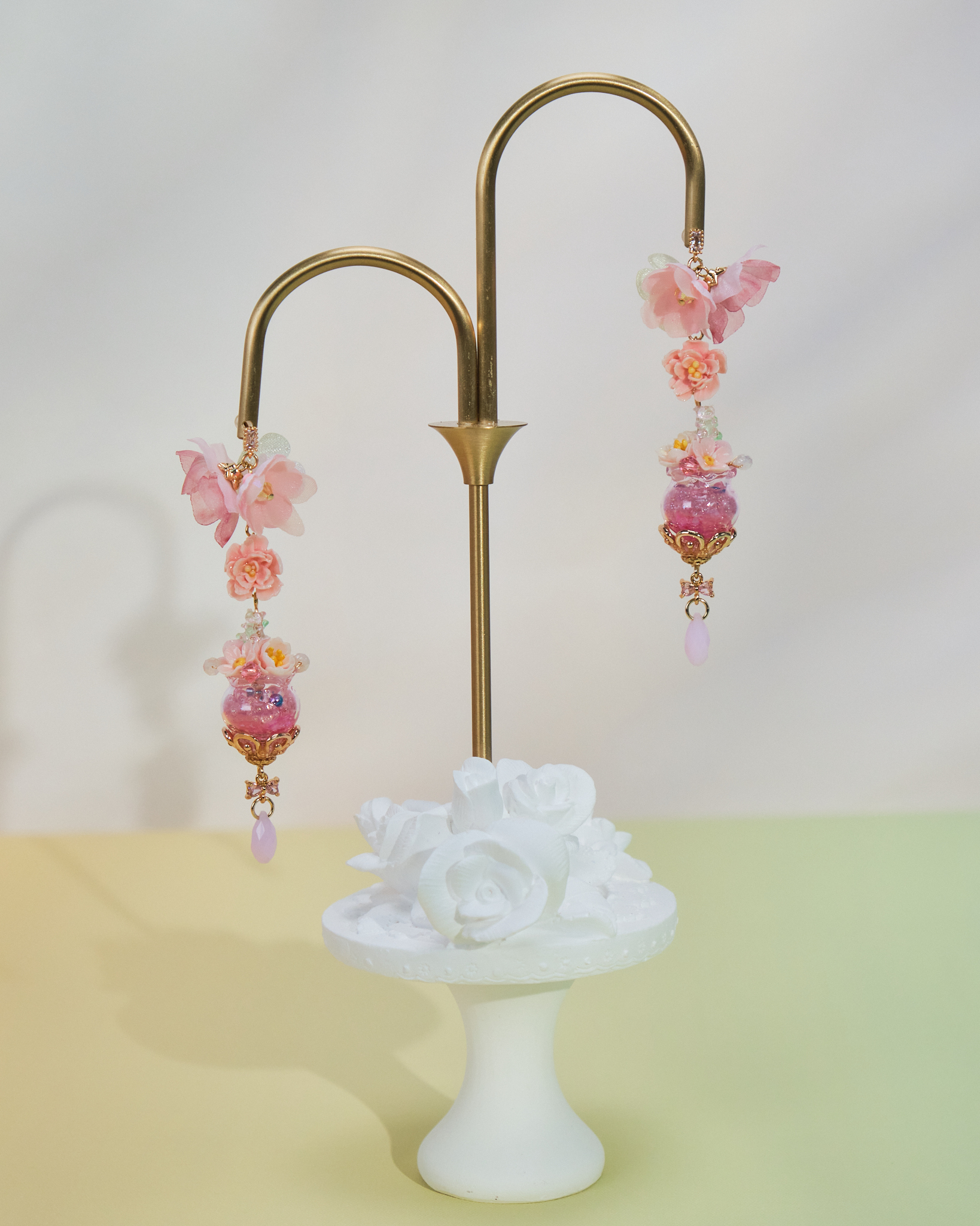 10931 Mini Teddy Bear Aquarium S925 Long Earrings