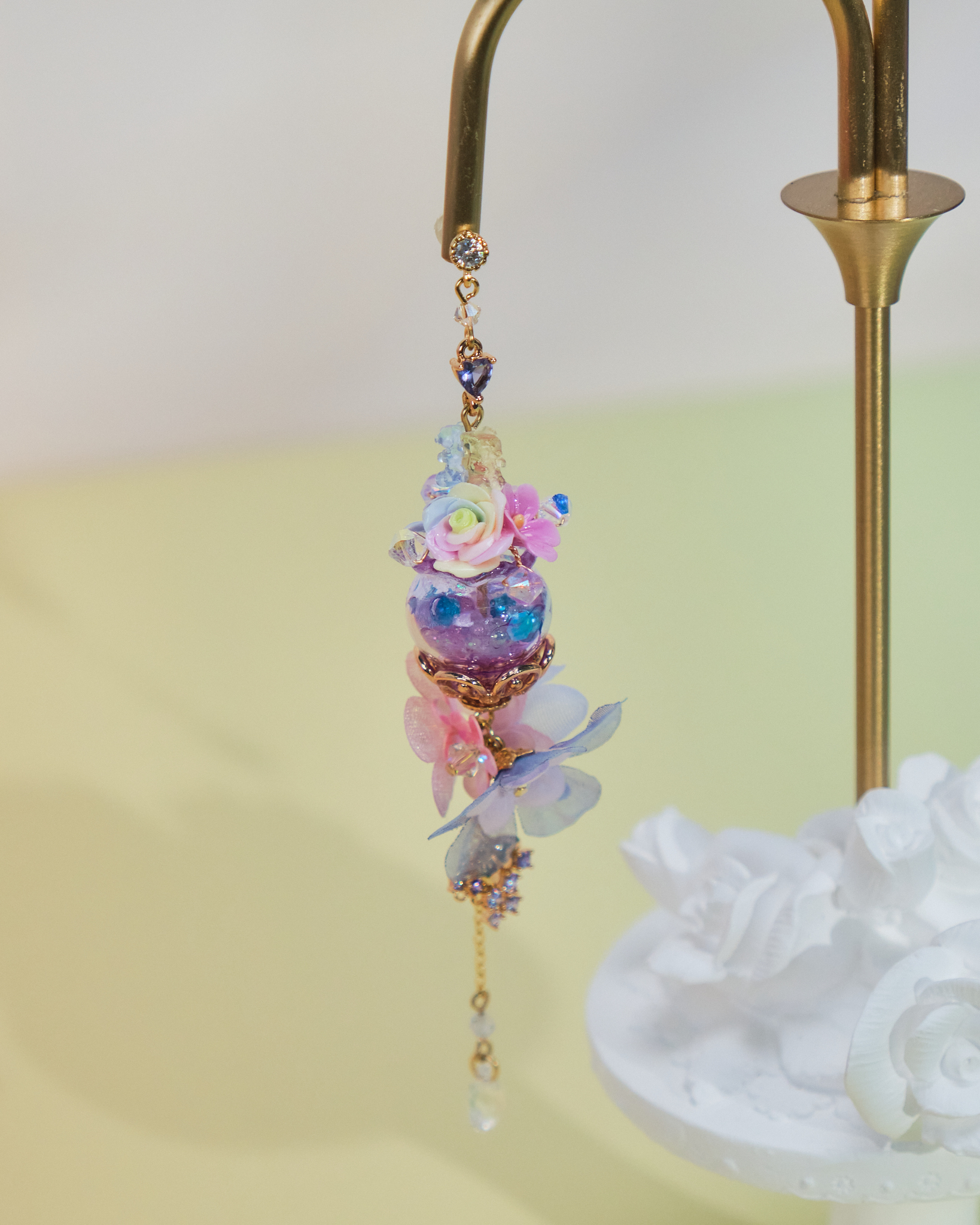 10930 Mini Teddy Bear Aquarium S925 Long Earrings