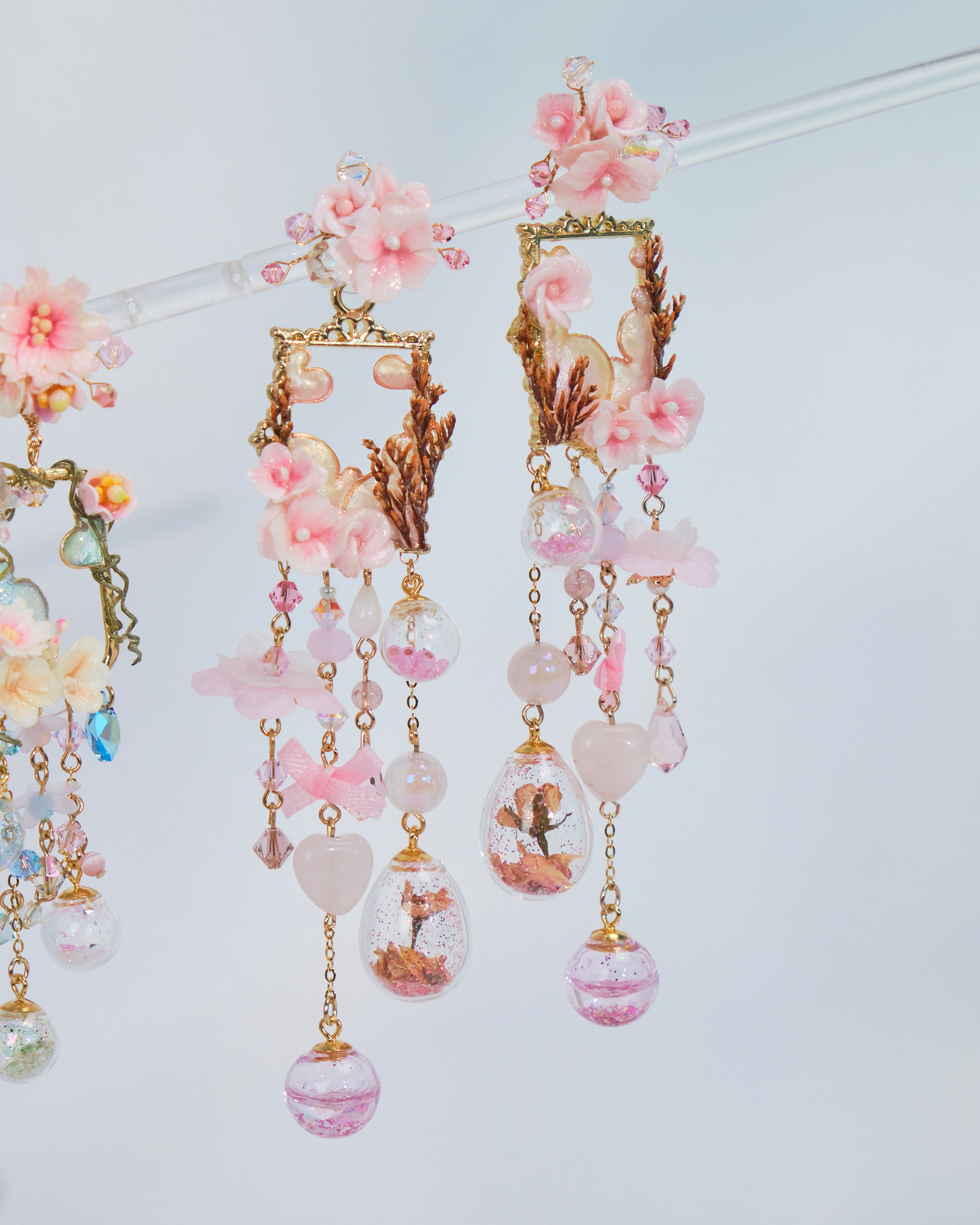 10933 Vine Window Frame S925 2-Way Long Earrings