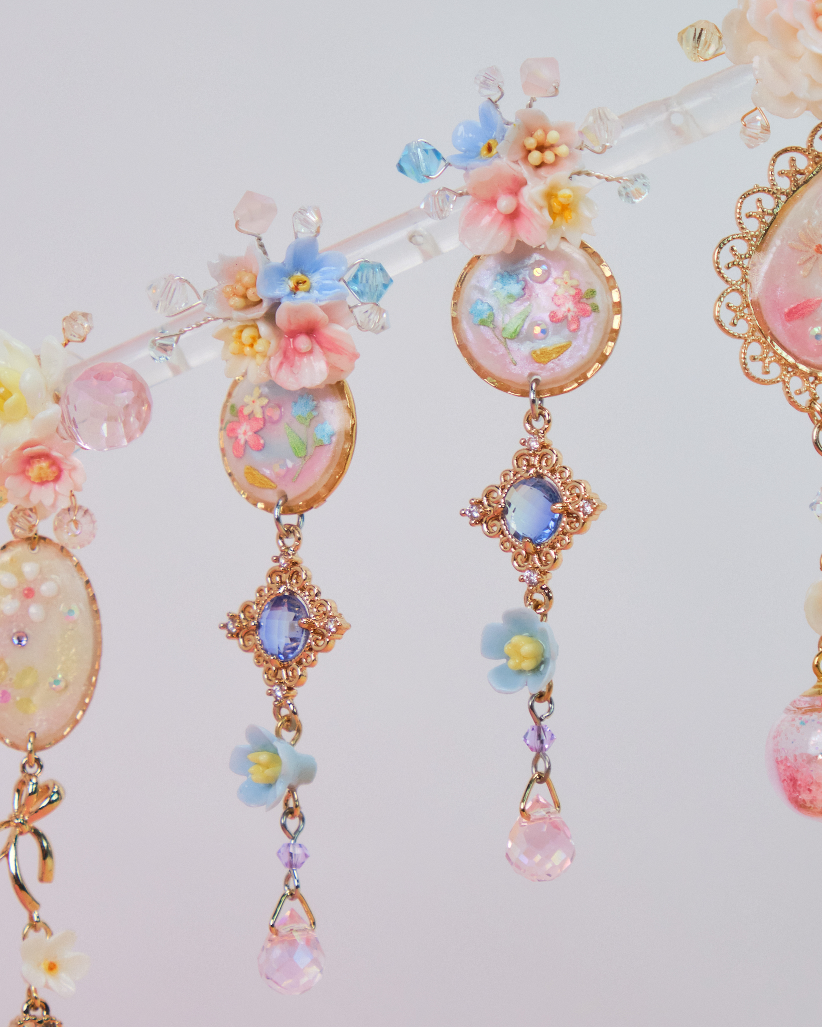 10945 Flower Tiles S925 2-Way Short Earrings