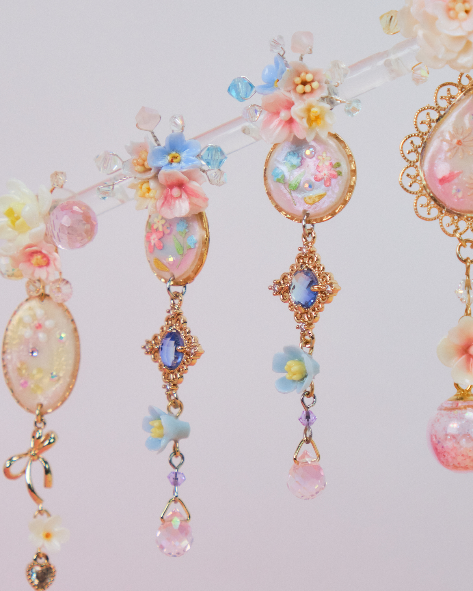 10945 Flower Tiles S925 2-Way Short Earrings