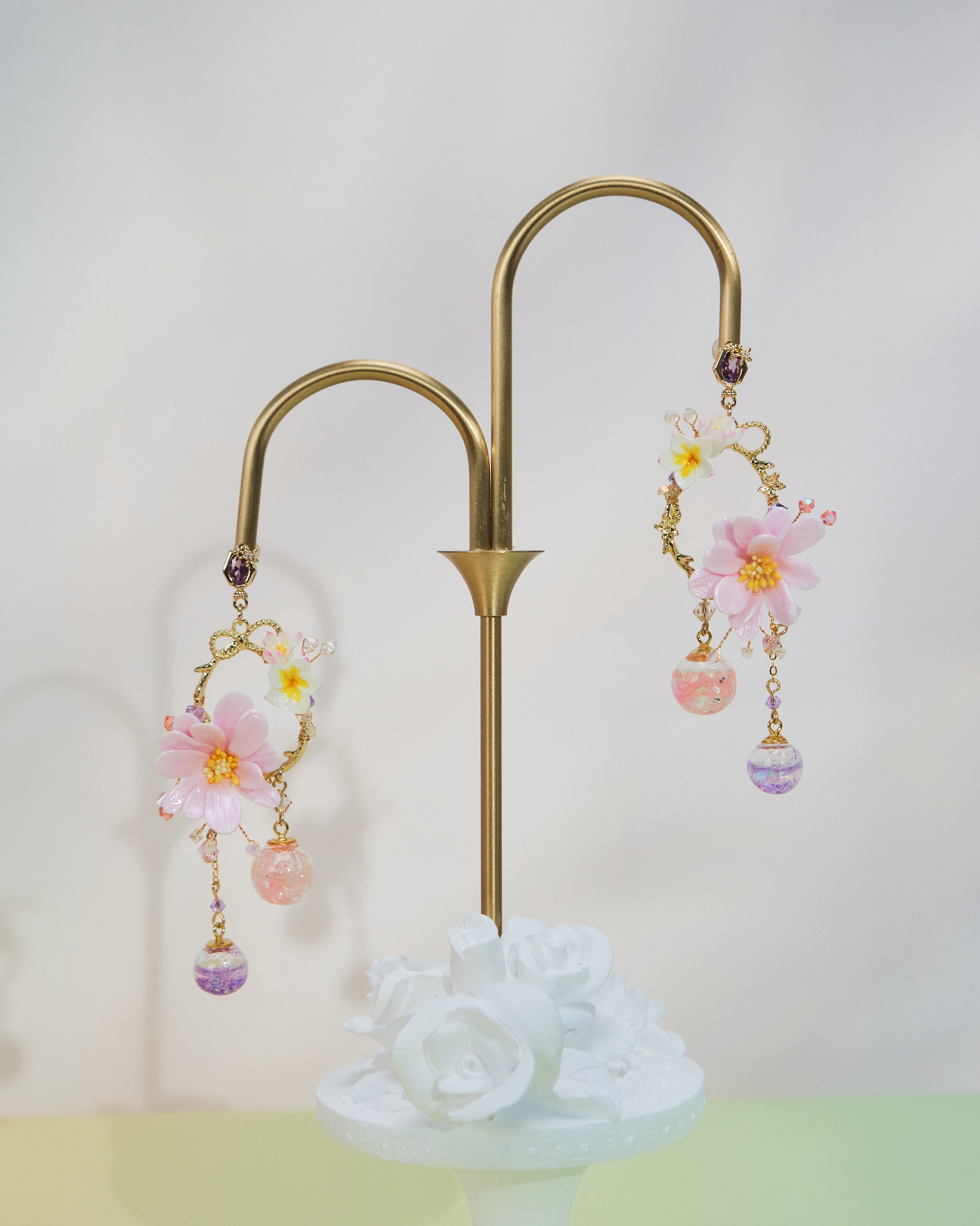 10957 Bling Flower Frame S925 Middle Length Earrings