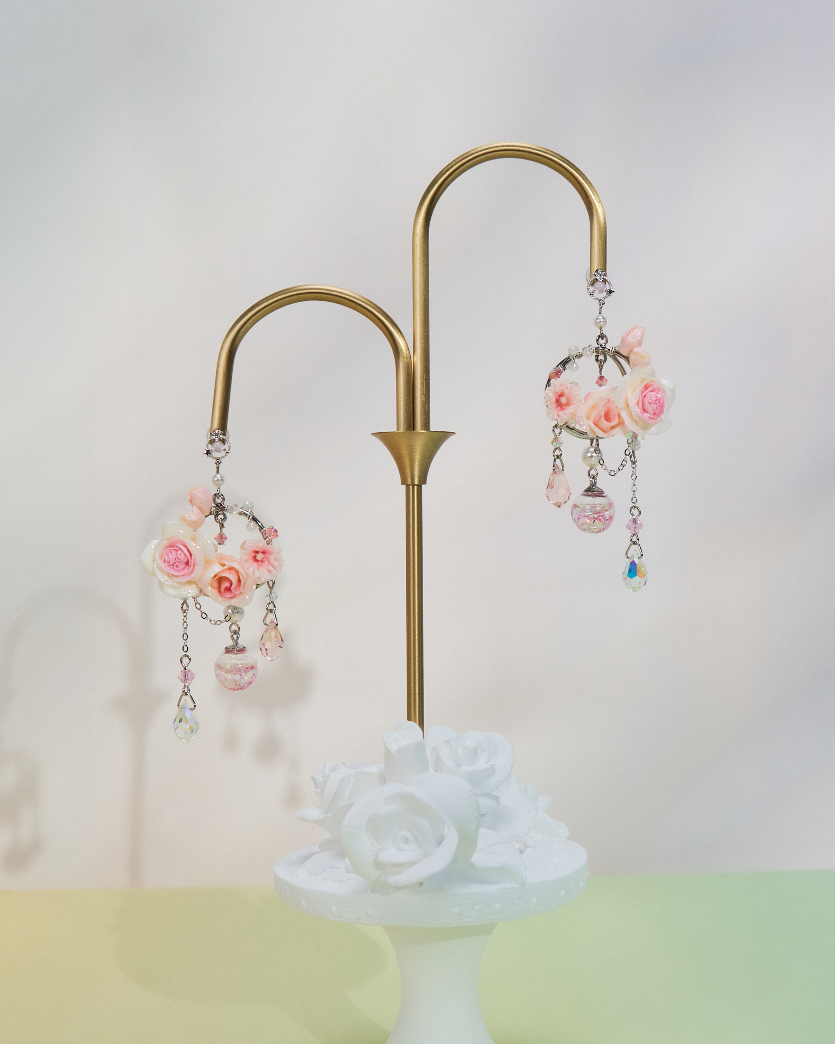 10960 Bling Flower Frame S925 Middle Length Earrings