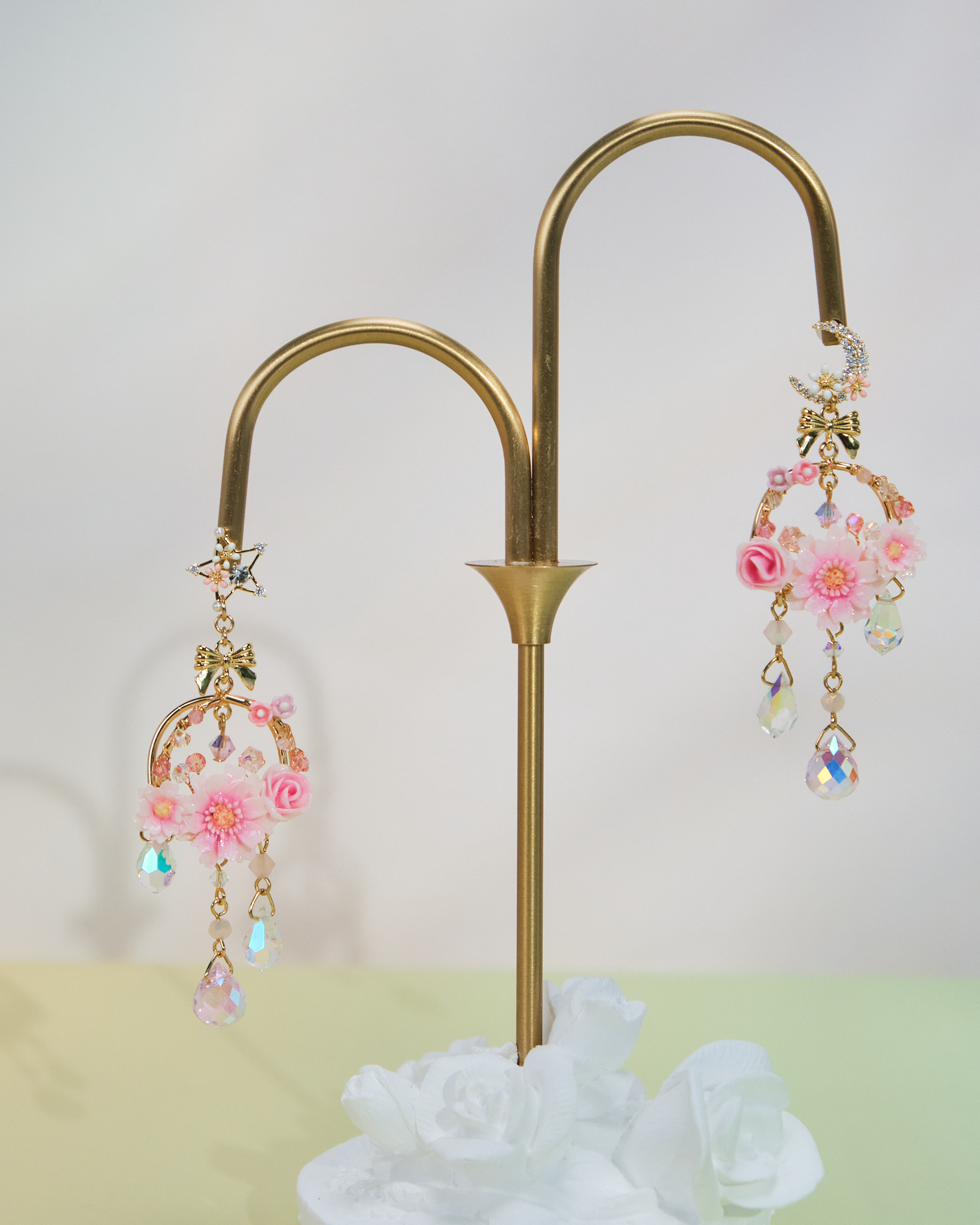 10956 Bling Flower Frame S925 Middle Length Earrings