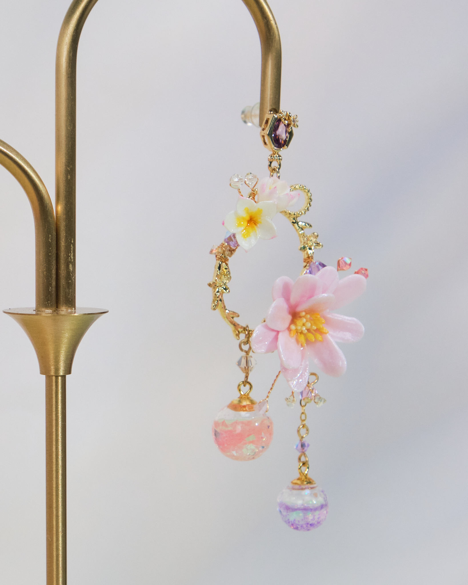 10957 Bling Flower Frame S925 Middle Length Earrings