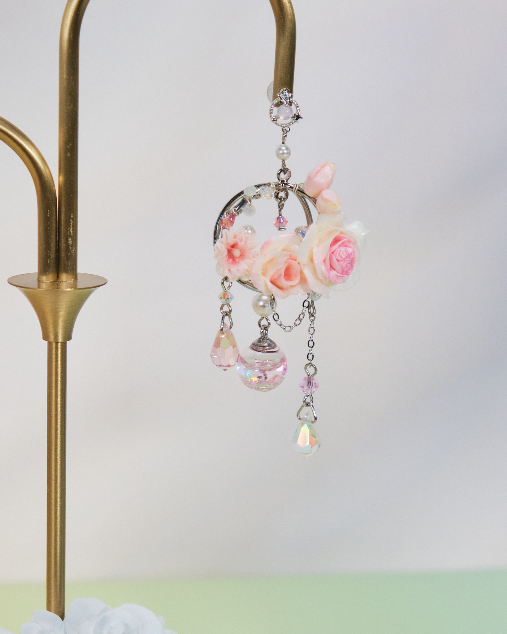 10960 Bling Flower Frame S925 Middle Length Earrings