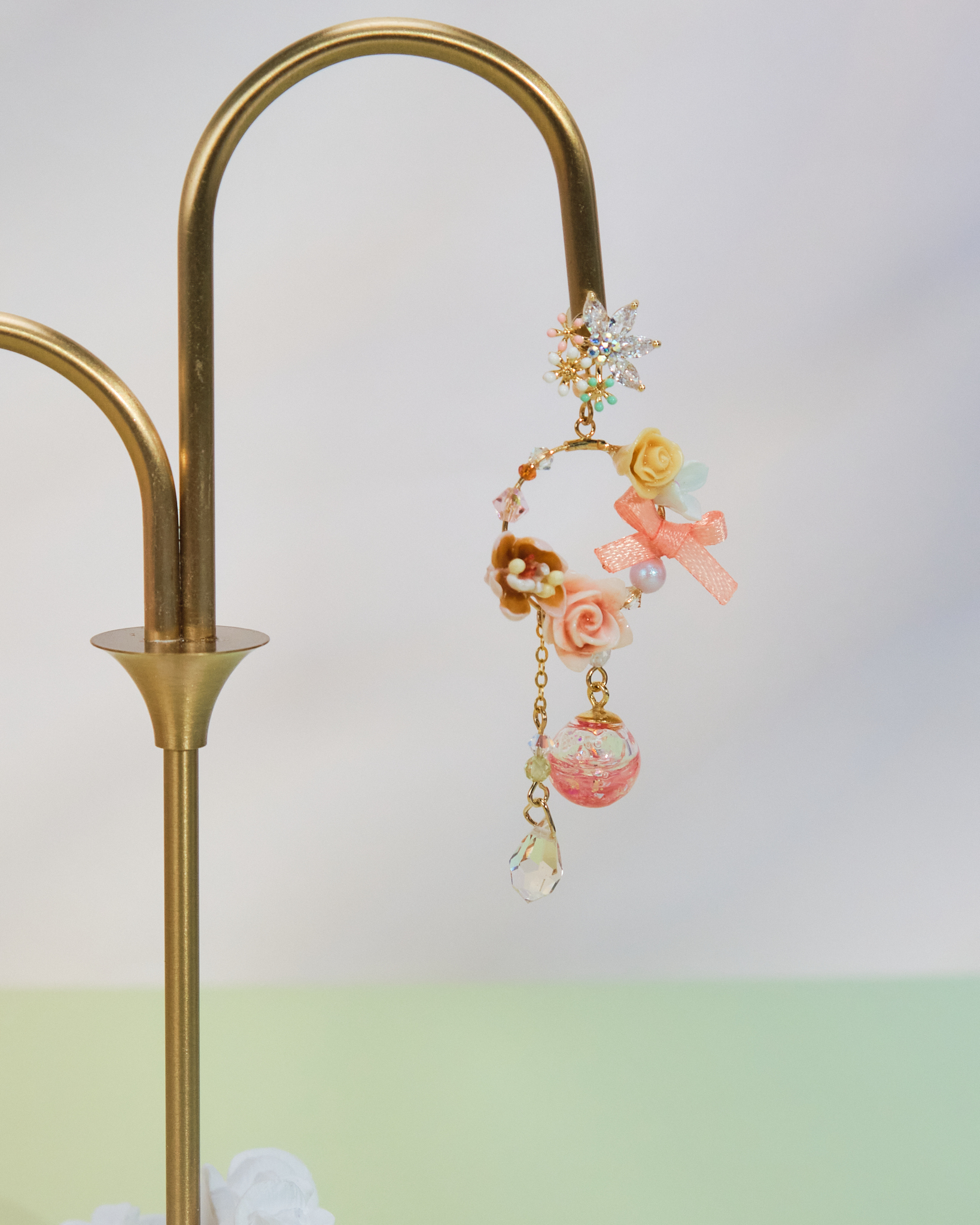 10961 閃爍花框S925中長耳環