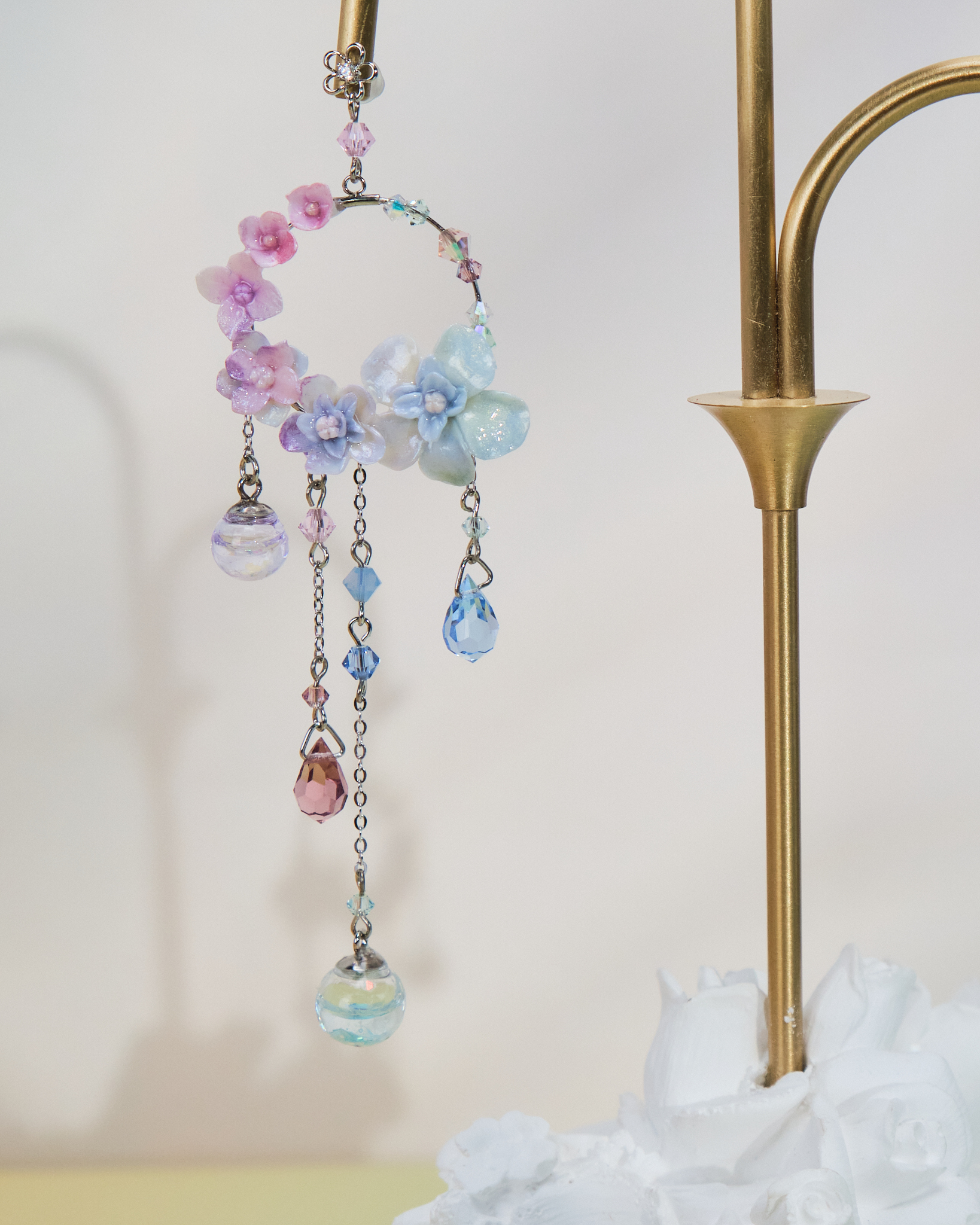 10959 Bling Flower Frame S925 Long Earrings