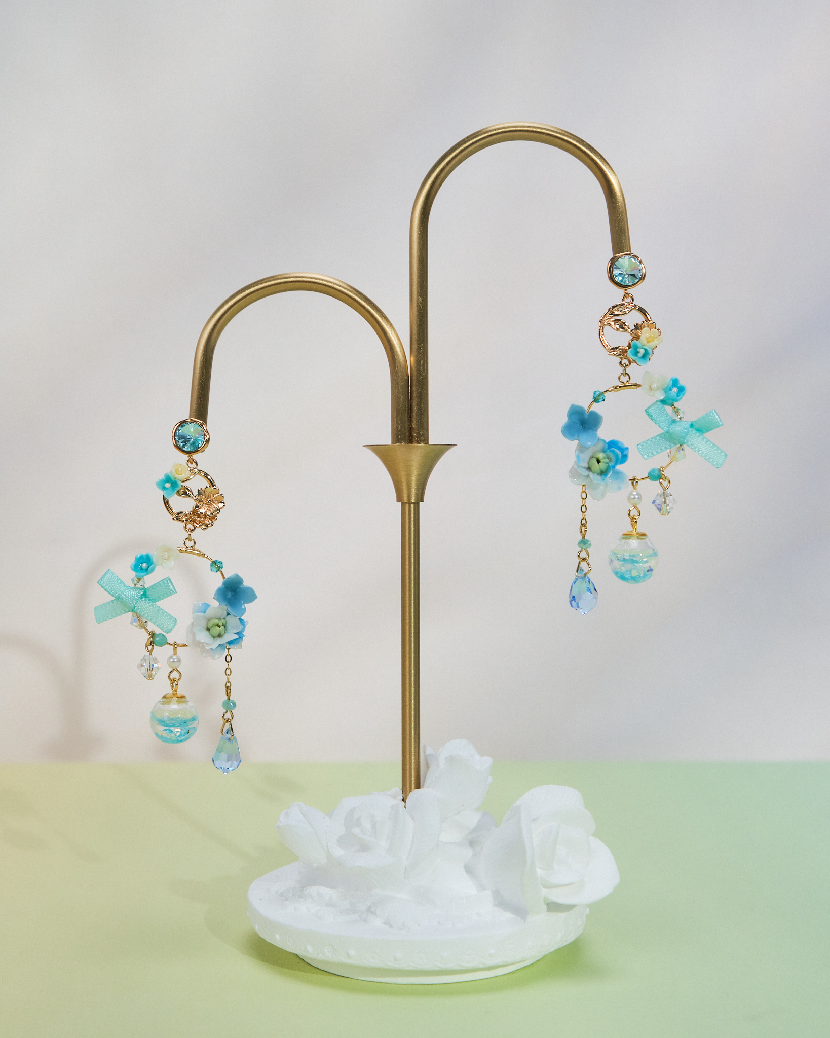 10964 Bling Flower Frame S925 Middle Length Earrings