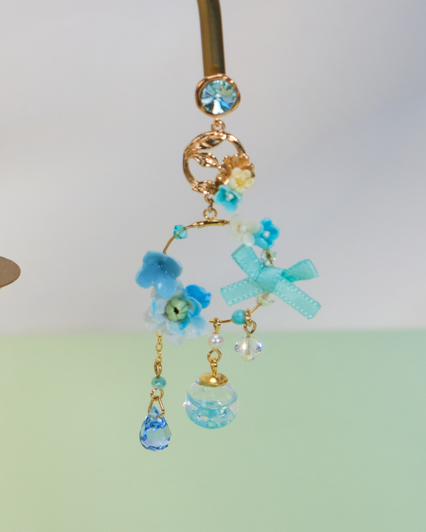 10964 Bling Flower Frame S925 Middle Length Earrings